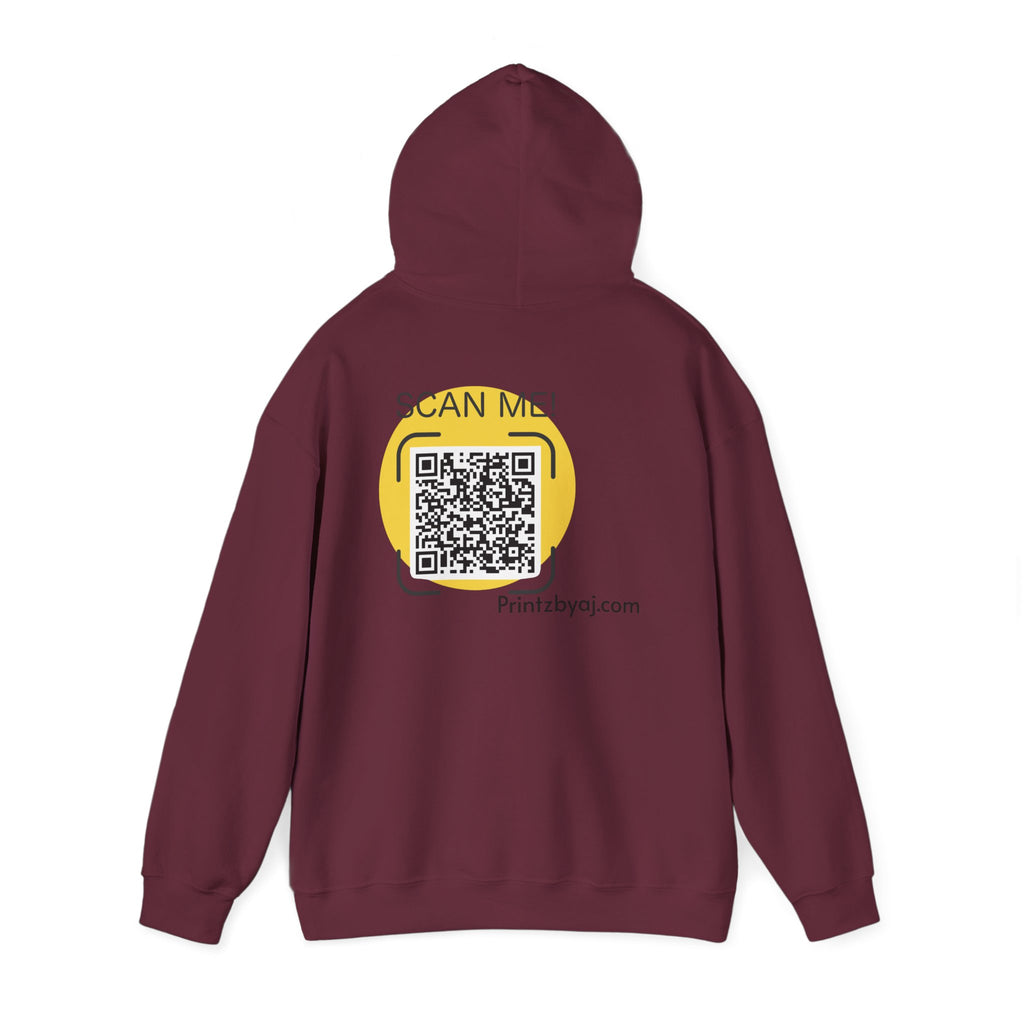 80's Mode Hoodie - Retro 1980s Script Pullover with Back QR Code
