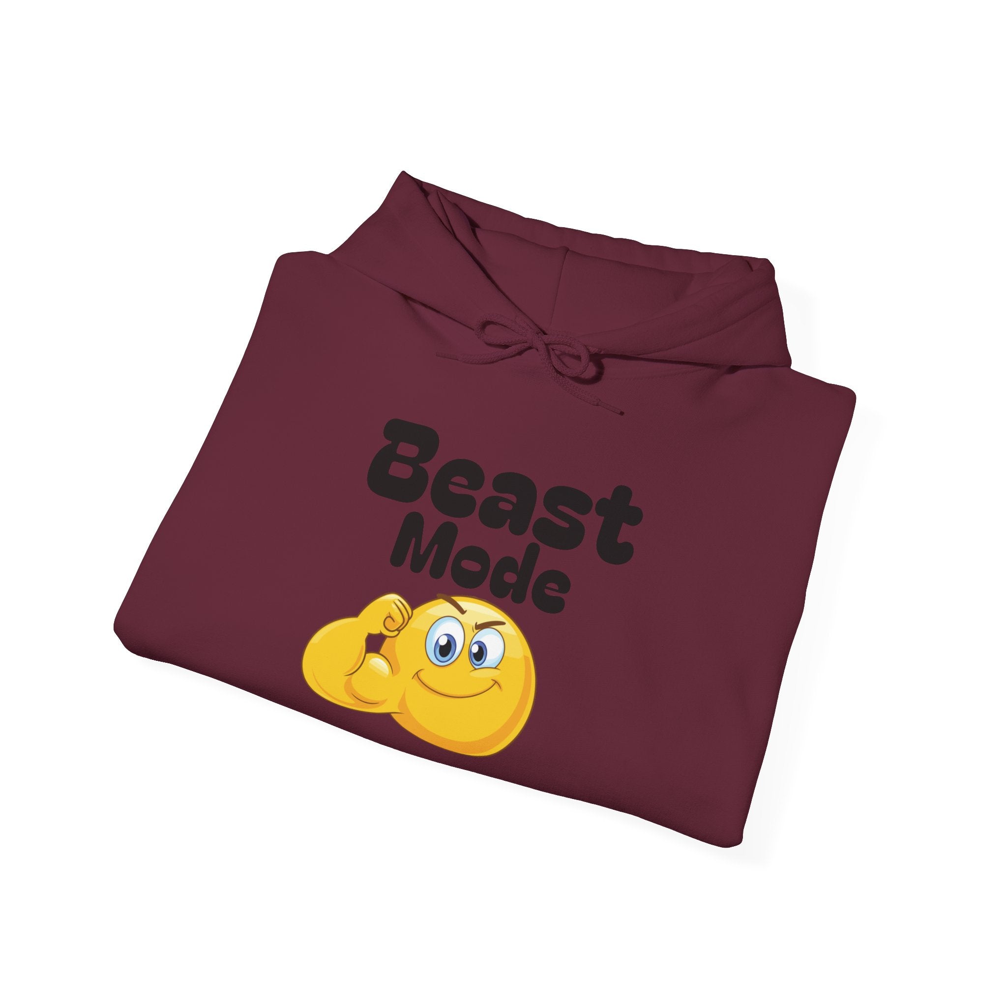 Beast Mode Emoji Hoodie with QR Code Back — Funny Gym Motivation Sweatshirt