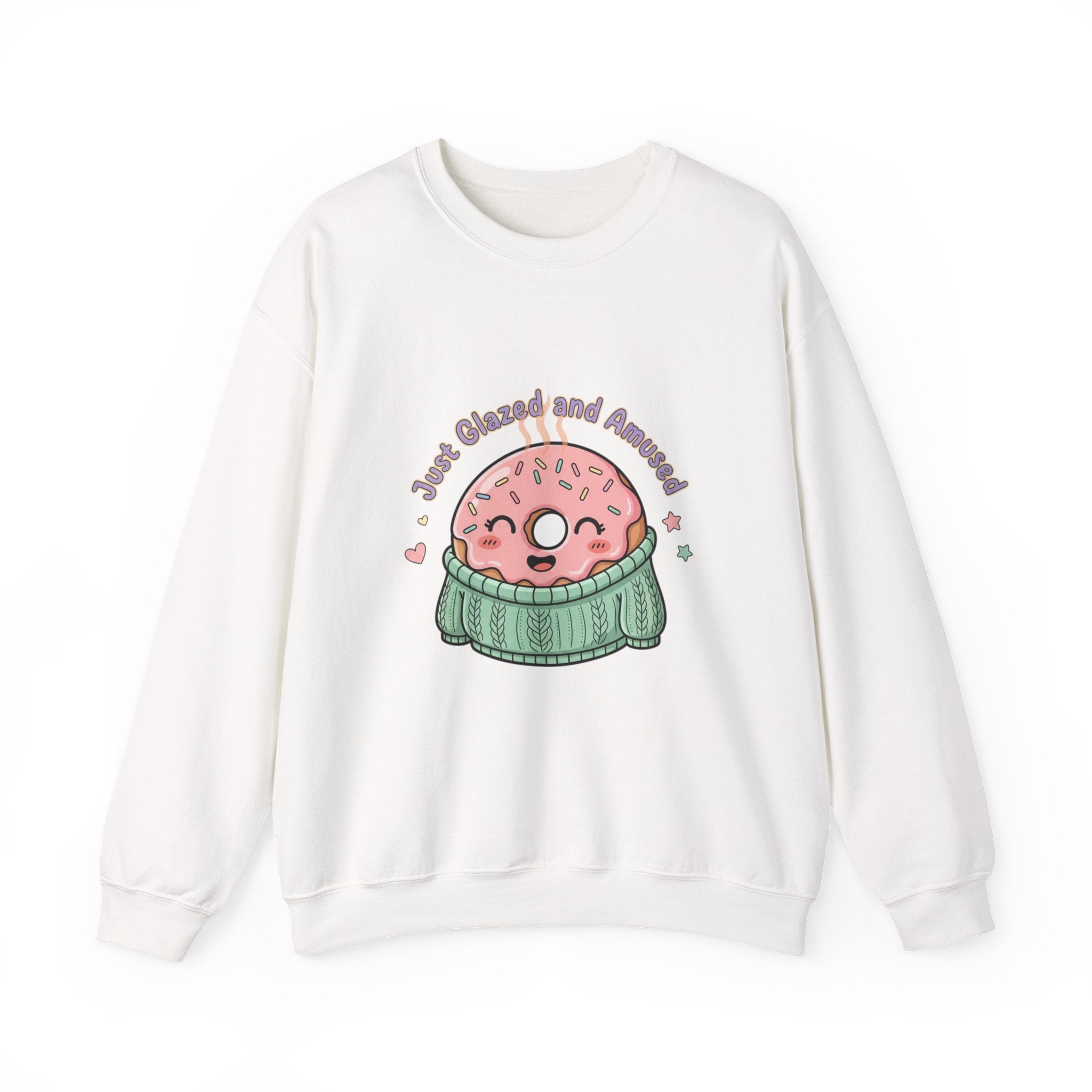 Cozy Donut Illustration Sweatshirt | Food Pun Comfort, Pastel Snack Humor