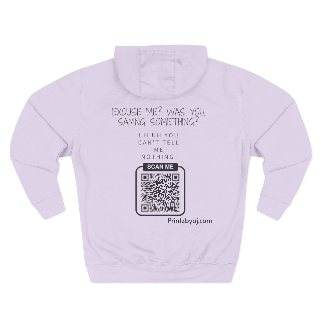 Hoodie — "Excuse Me?" QR Code Graphic Fleece Hoodie