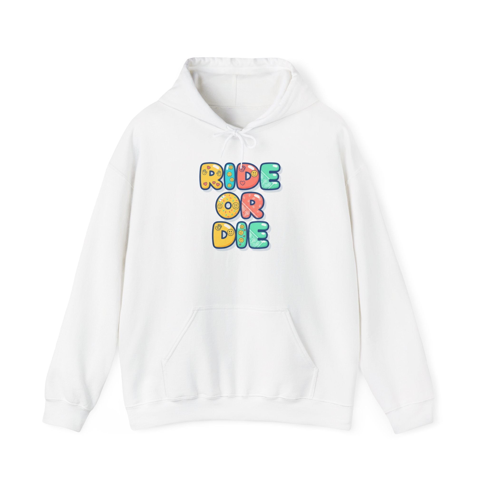 Ride Or Die Hoodie | Galentine’s Friendship Sweatshirt, Pink Red Chunky Type