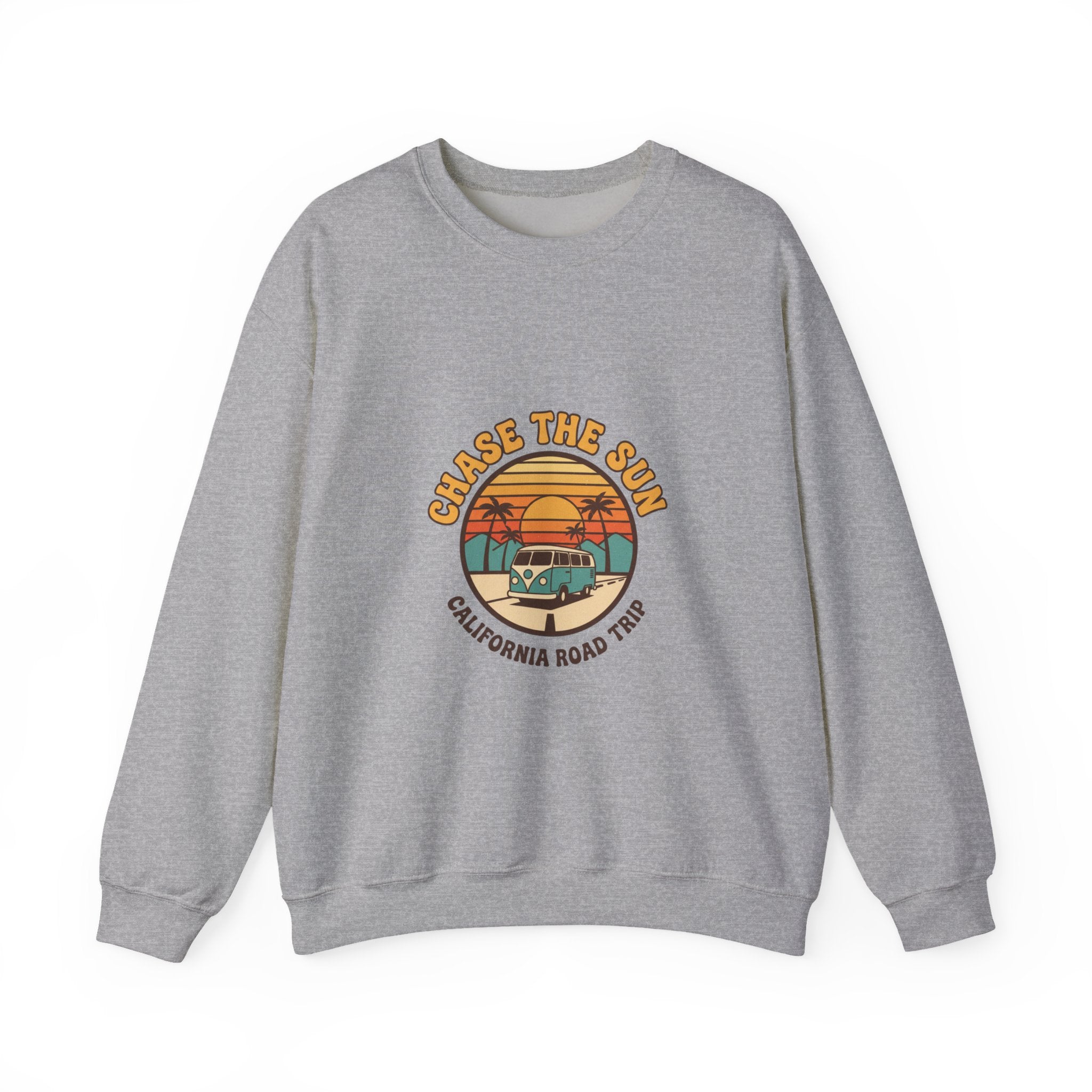 Chase the Sun California Road Trip Sweatshirt | 70s Sunset Vintage Palm Graphic