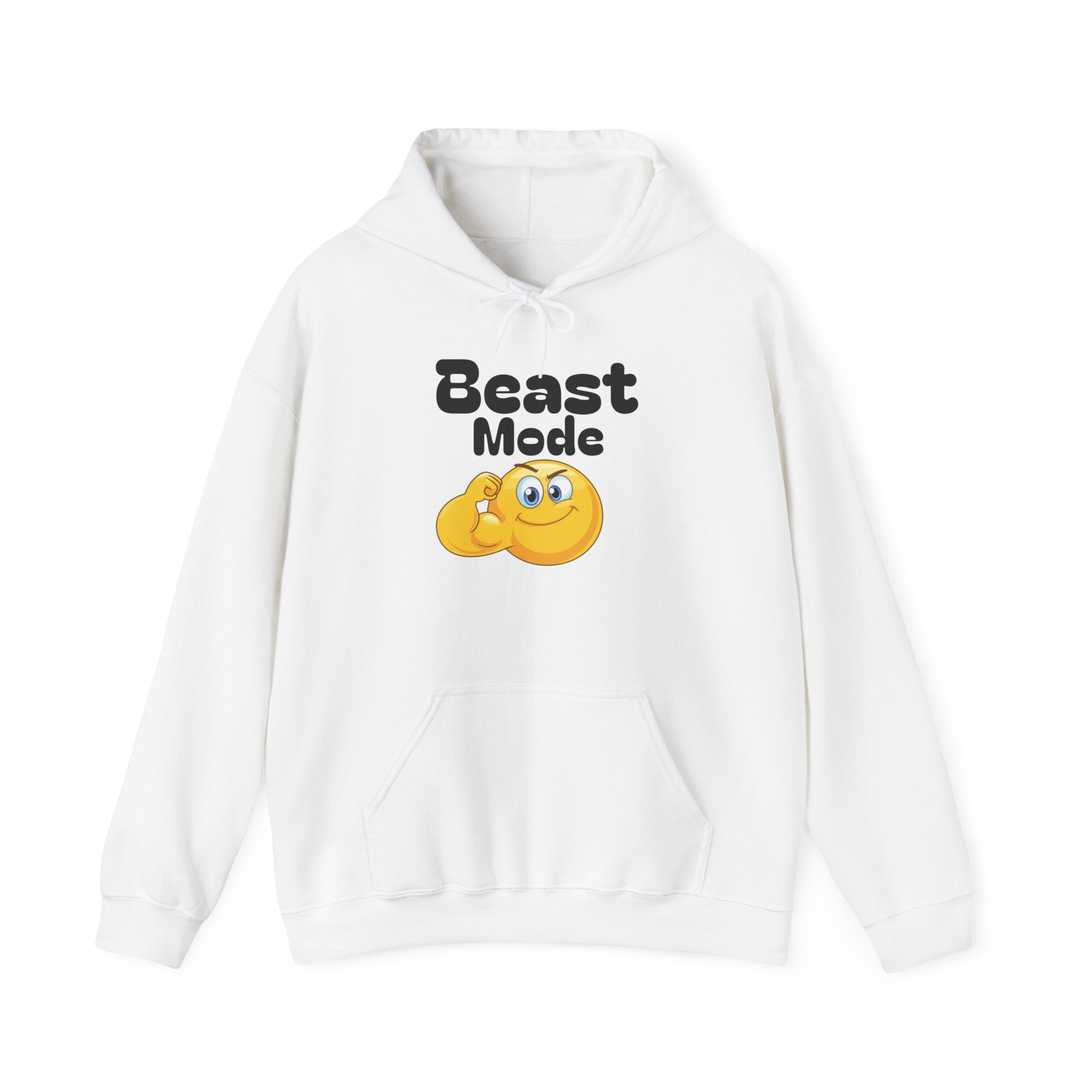 Beast Mode Emoji Hoodie with QR Code Back — Funny Gym Motivation Sweatshirt