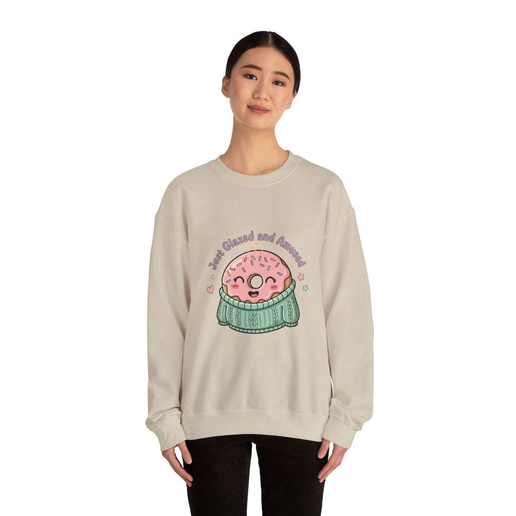 Cozy Donut Illustration Sweatshirt | Food Pun Comfort, Pastel Snack Humor