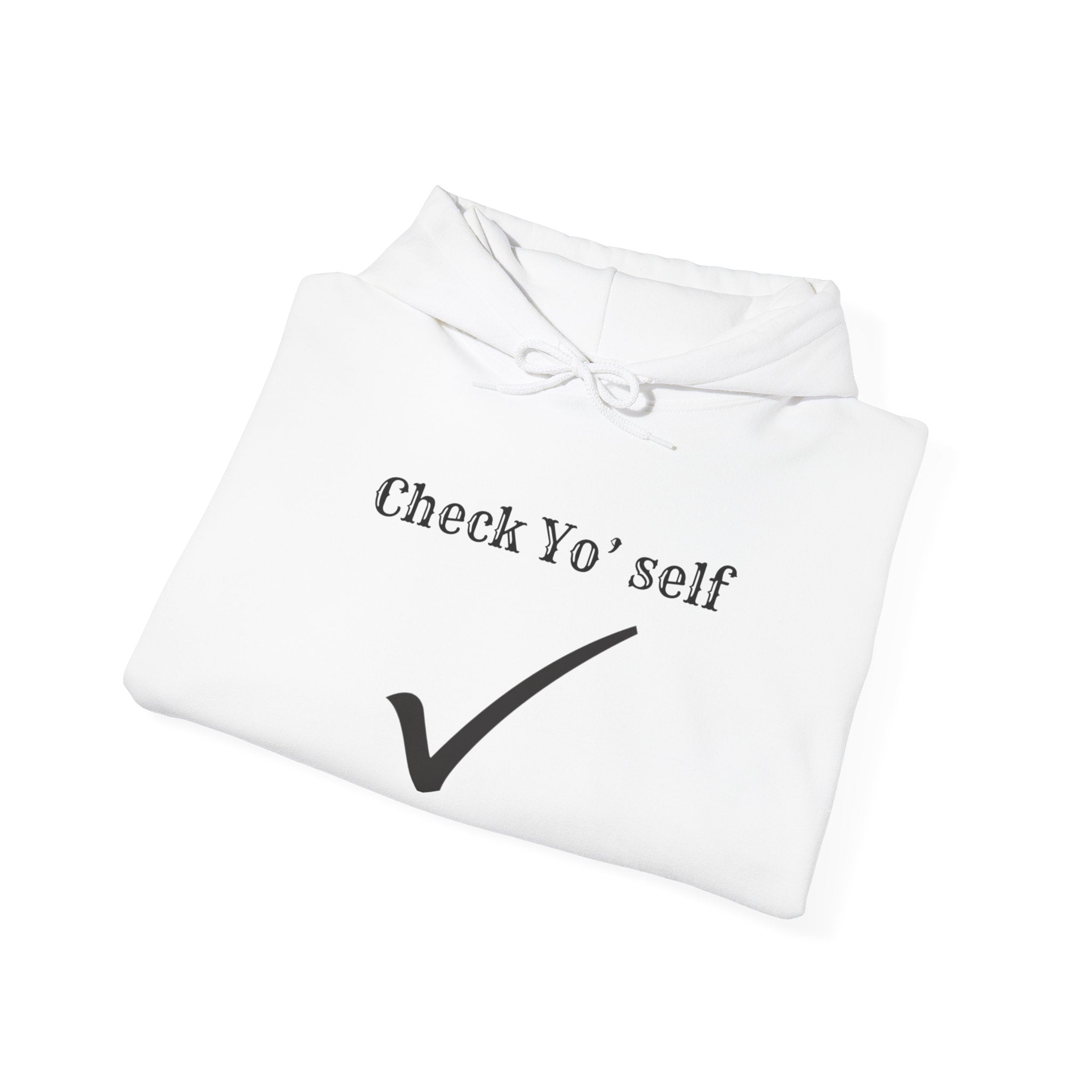Hoodie — "Check yo' self" Emoji Pullover with QR Code Back