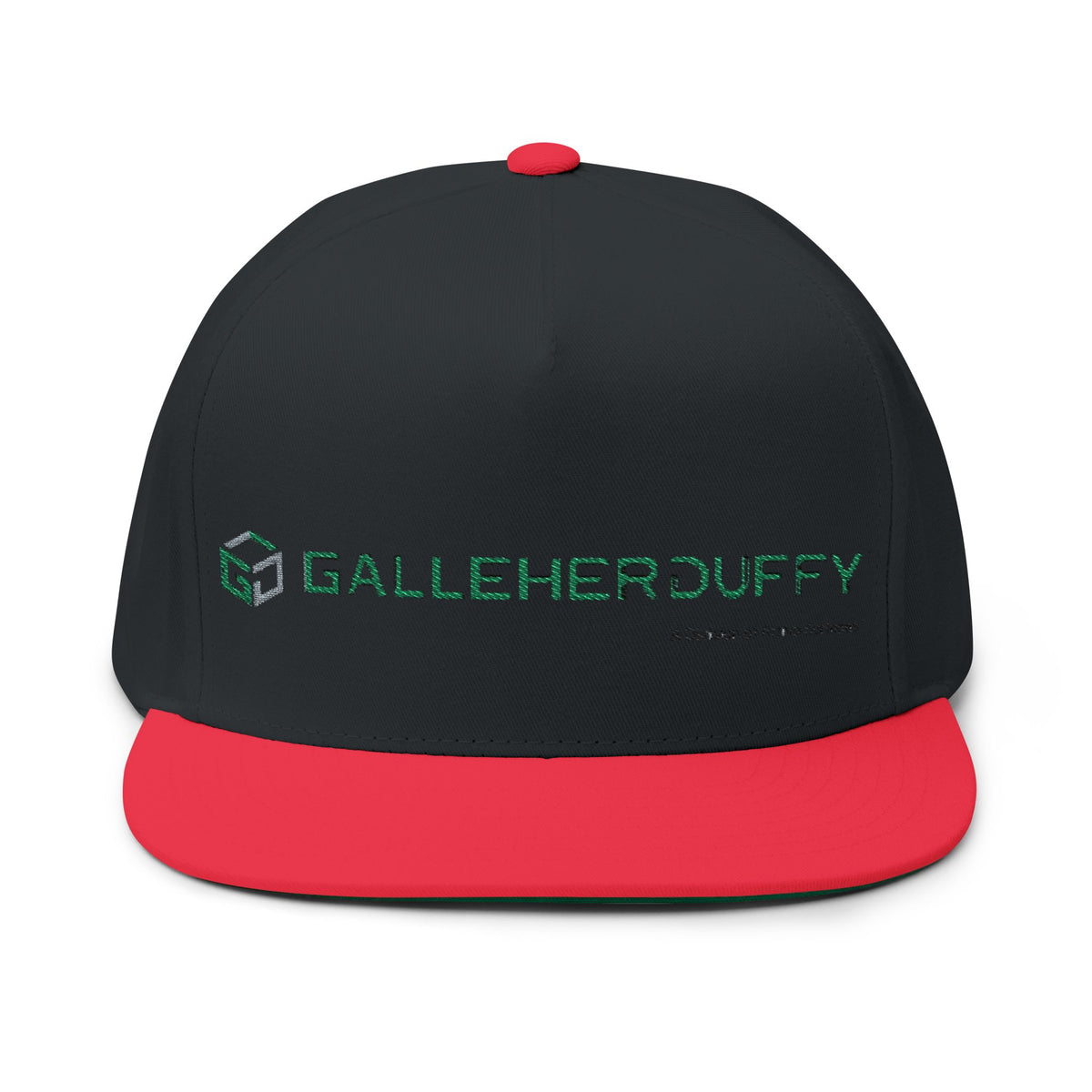 Embroidered Flat Bill Cap — GalleherDuffy Logo Snapback