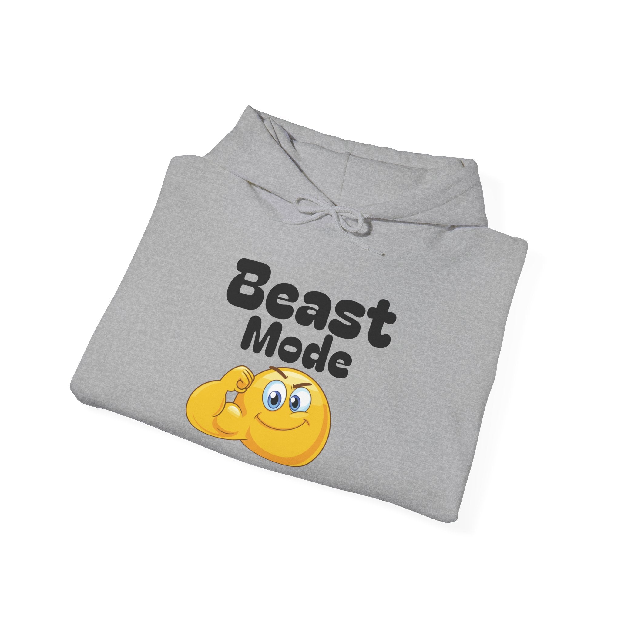 Beast Mode Emoji Hoodie with QR Code Back — Funny Gym Motivation Sweatshirt