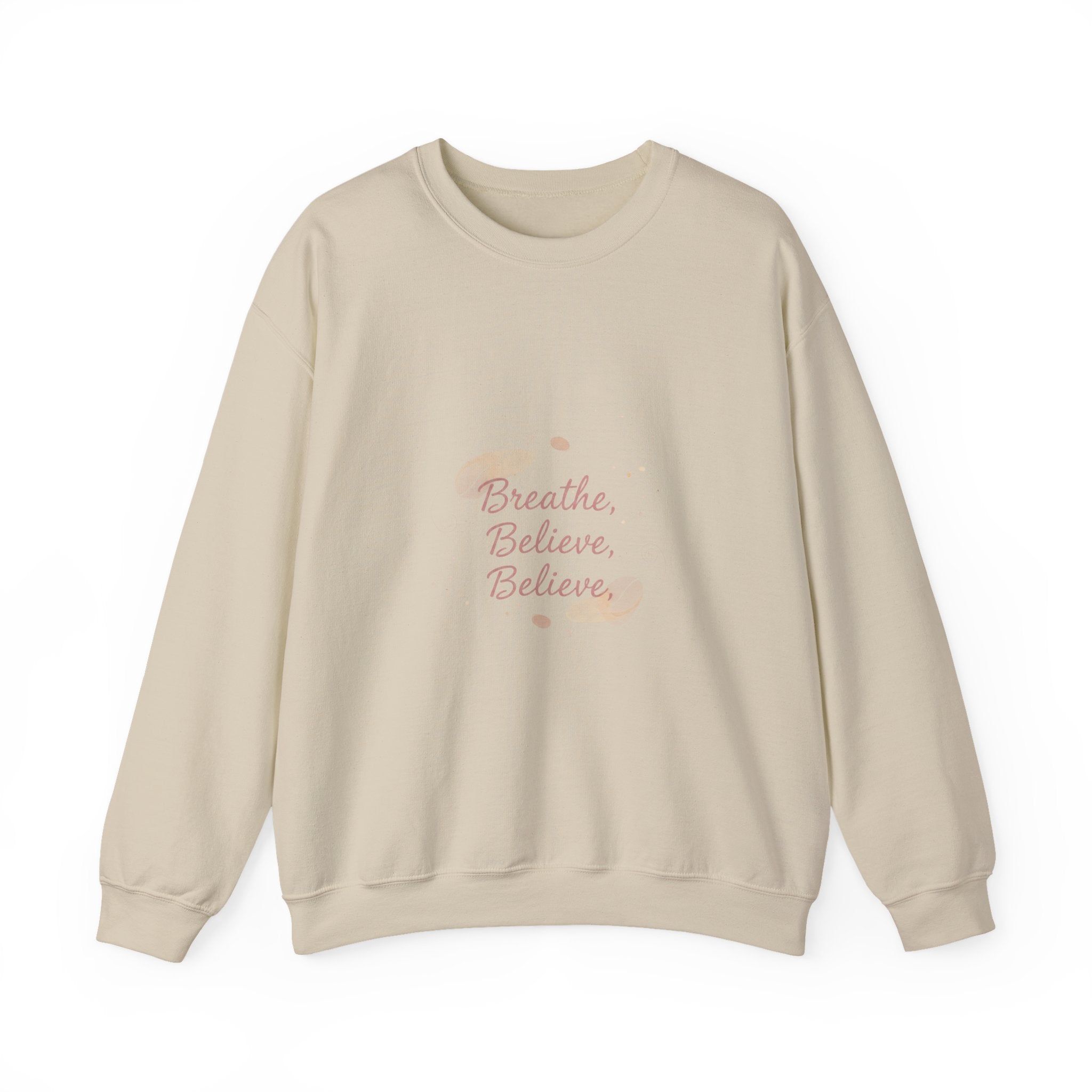breathe believe, micro-affirmation sweatshirt | encouragement quote art