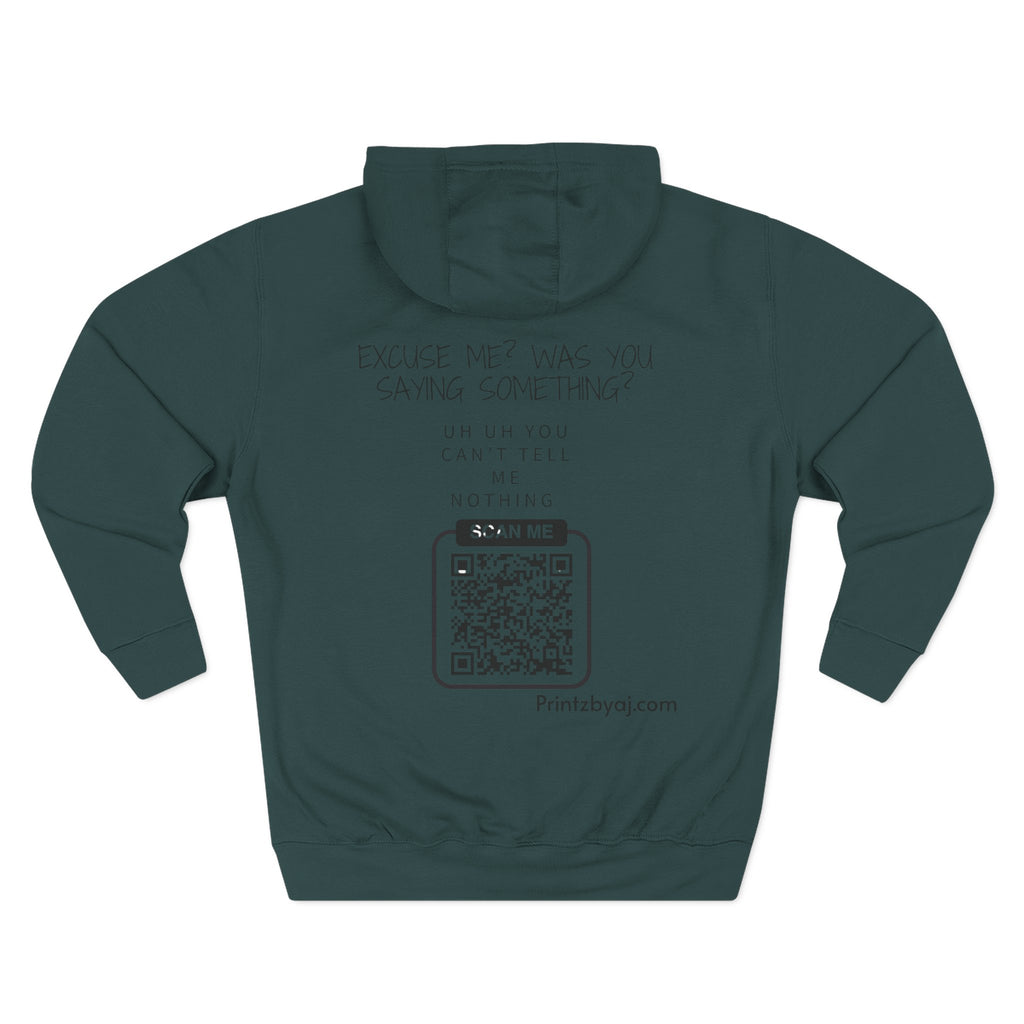 Hoodie — "Excuse Me?" QR Code Graphic Fleece Hoodie