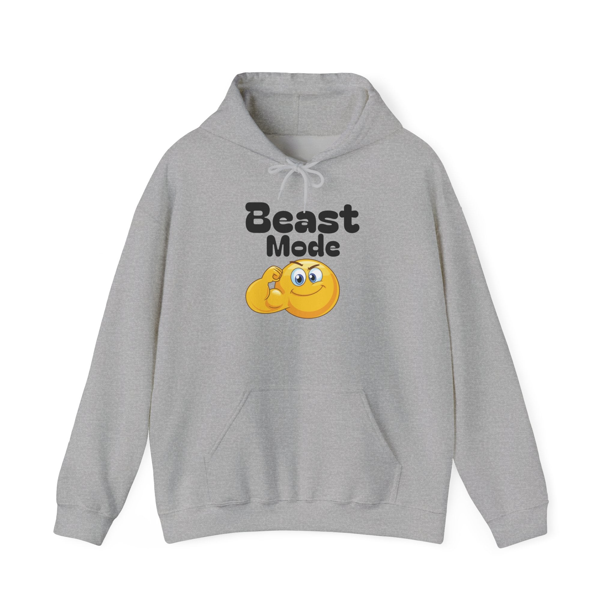 Beast Mode Emoji Hoodie with QR Code Back — Funny Gym Motivation Sweatshirt