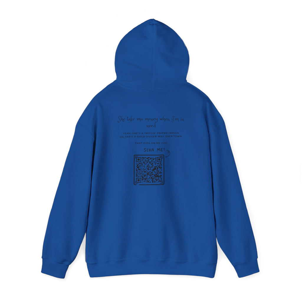 Graphic Hoodie — 3D Gold 'OWO' Design with QR Back Print