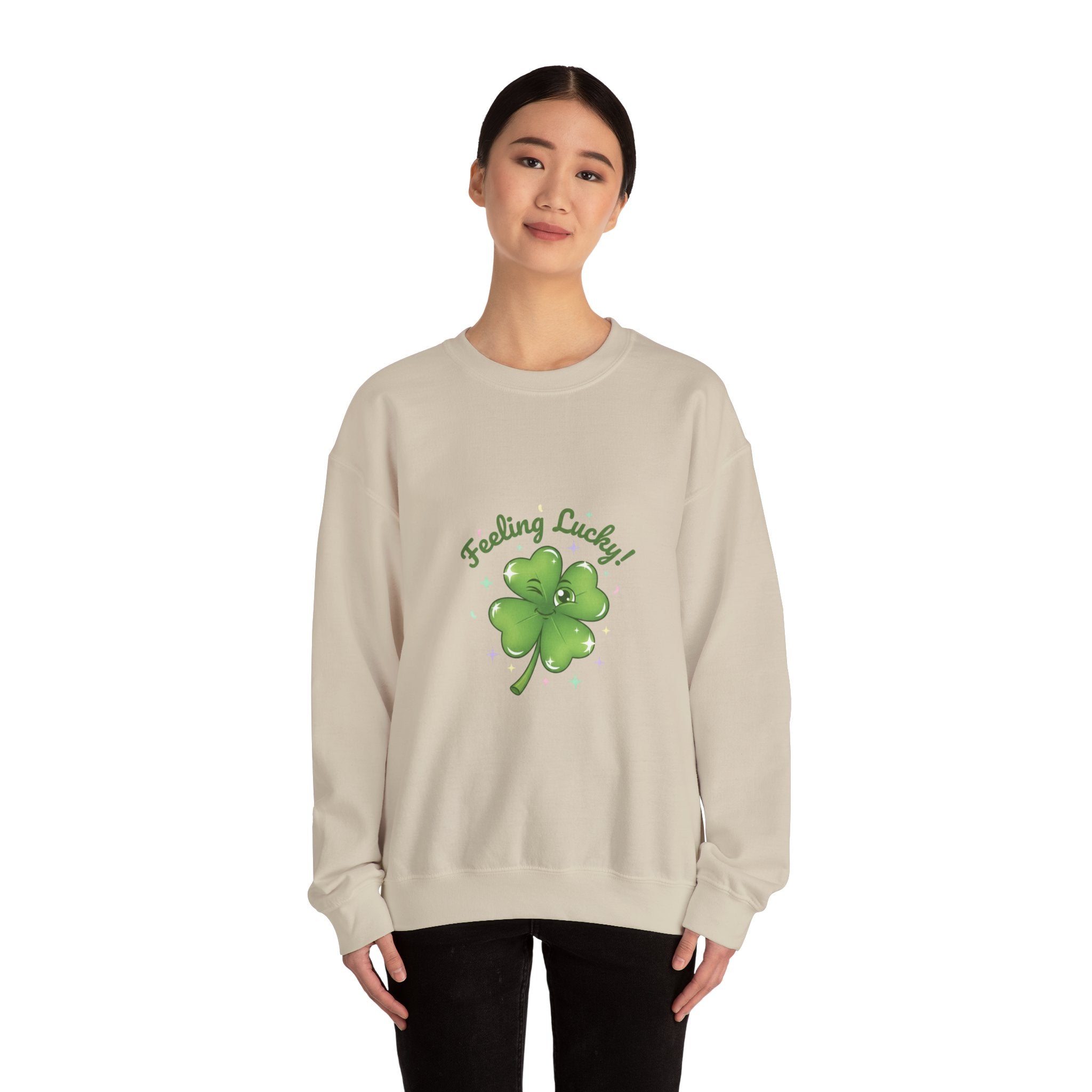 Feeling Lucky Clover Crewneck Sweatshirt | luck energy shirt, green luck design
