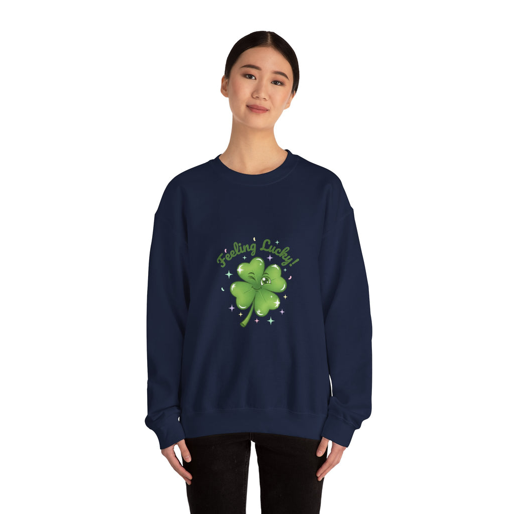 Feeling Lucky Clover Crewneck Sweatshirt | luck energy shirt, green luck design