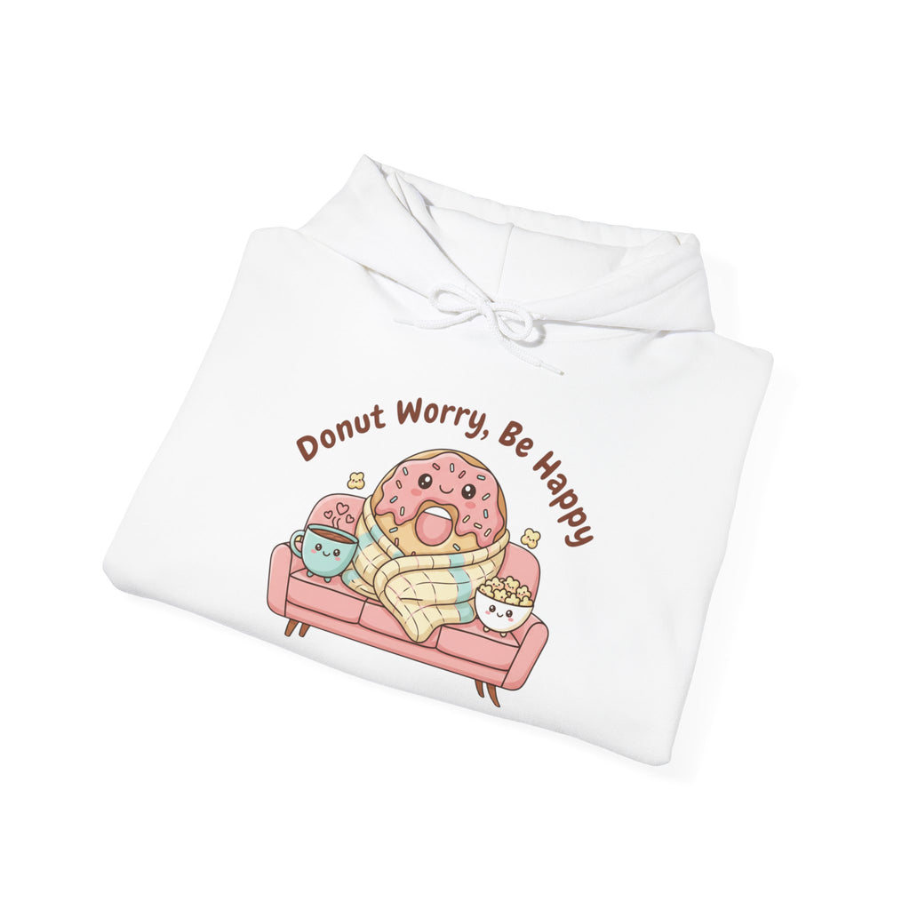 Donut Worry Be Happy Hoodie | food pun sweatshirt, snack cartoon