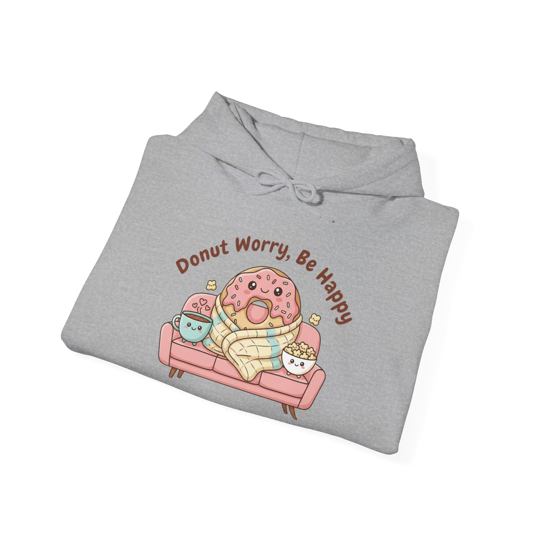 Donut Worry Be Happy Hoodie | food pun sweatshirt, snack cartoon