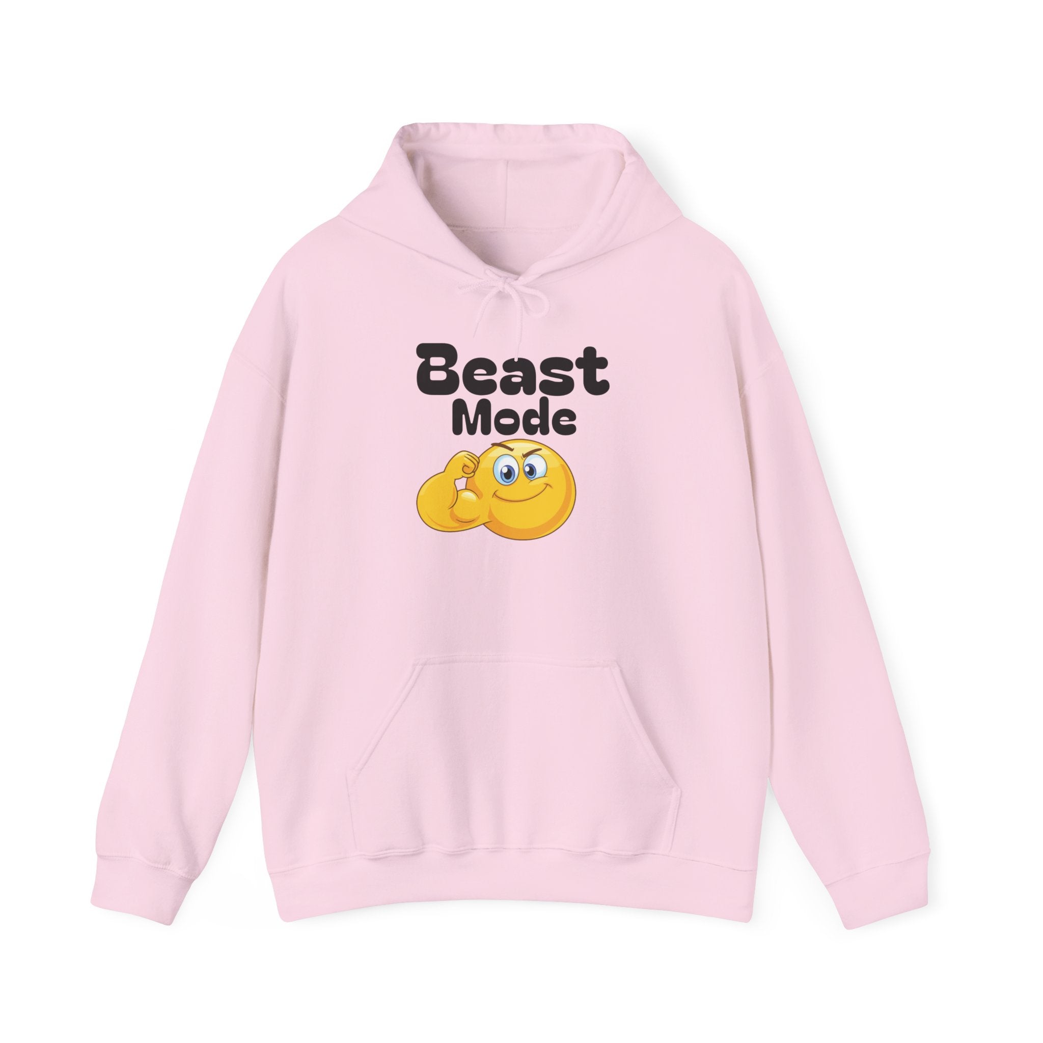 Beast Mode Emoji Hoodie with QR Code Back — Funny Gym Motivation Sweatshirt