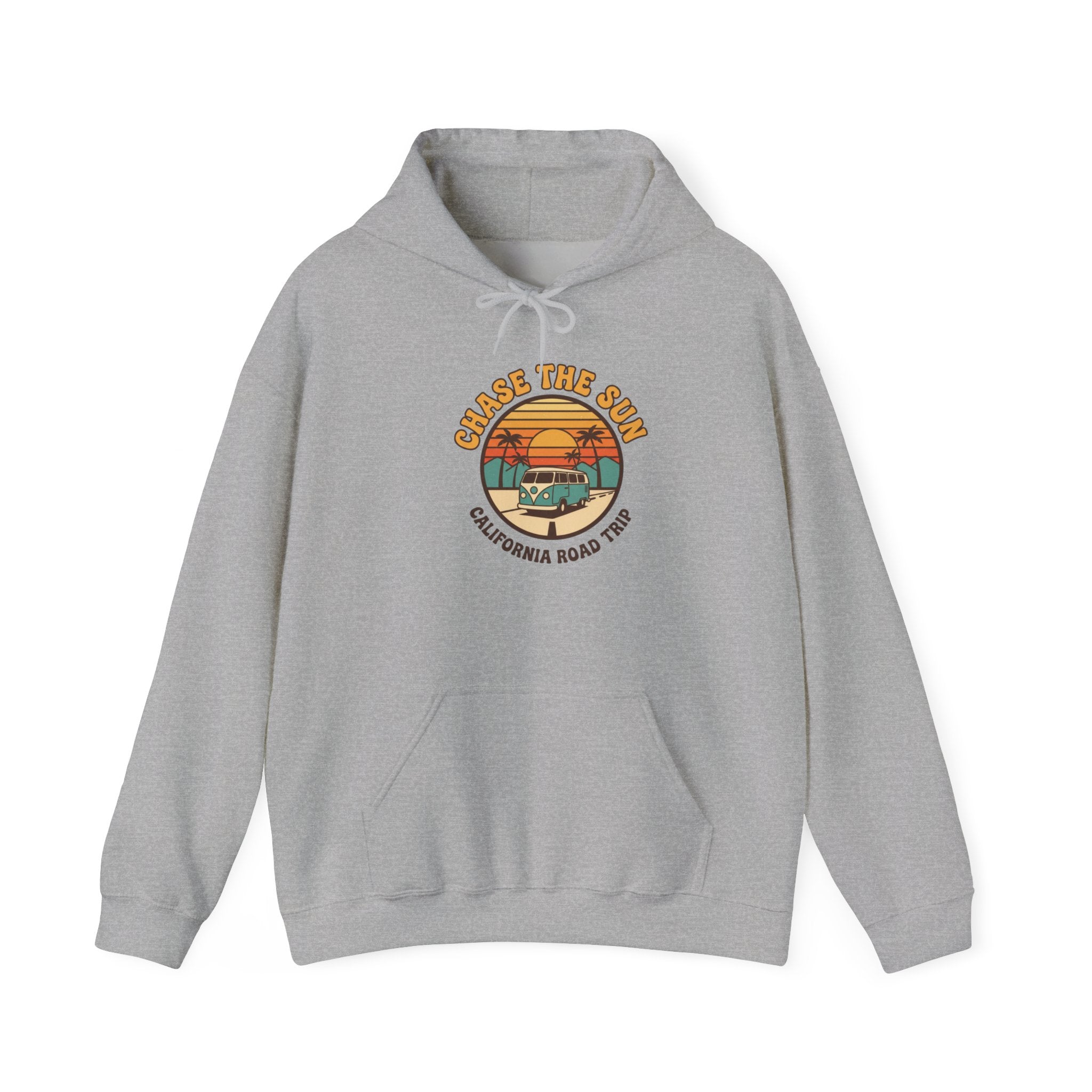 Retro 70s Sunset Surf Hoodie | vintage palm golden hour postcard