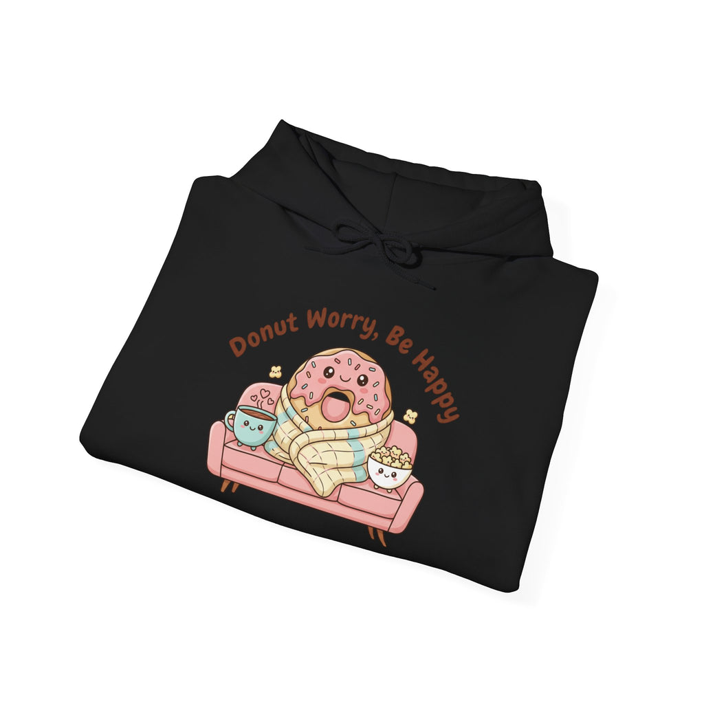 Donut Worry Be Happy Hoodie | food pun sweatshirt, snack cartoon