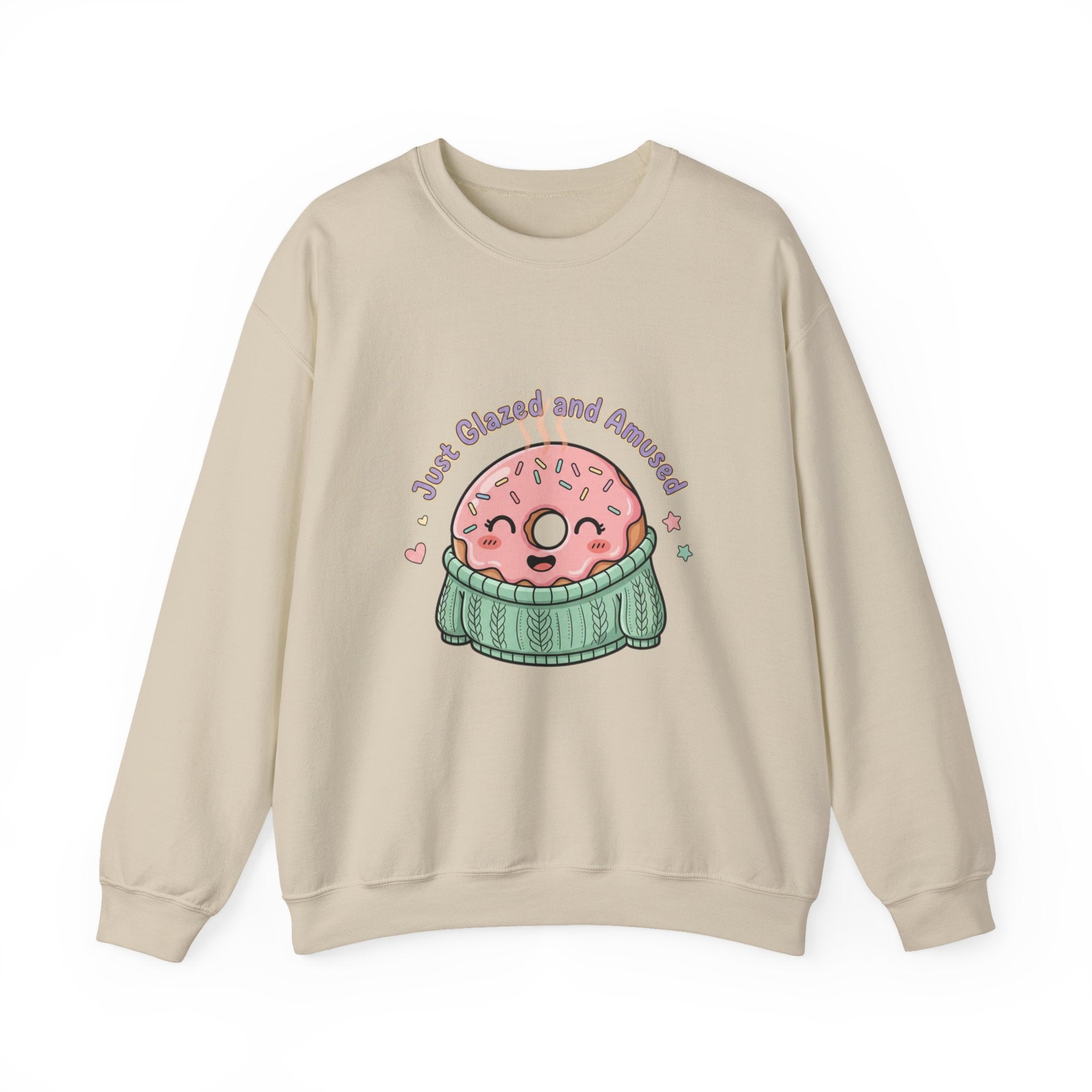 Cozy Donut Illustration Sweatshirt | Food Pun Comfort, Pastel Snack Humor