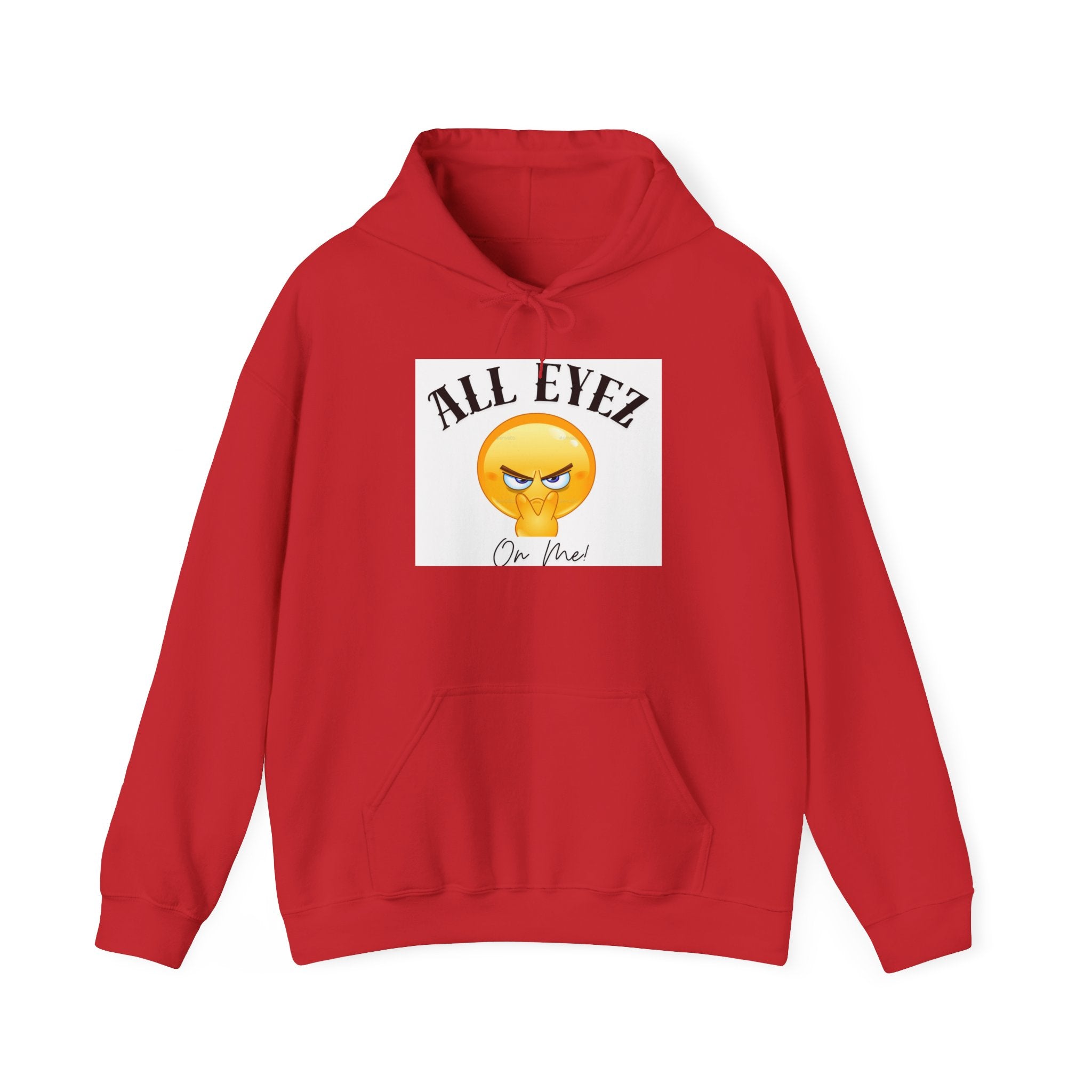 Hoodie — "All Eyez On Me" Angry Emoji Pullover with QR Code Back