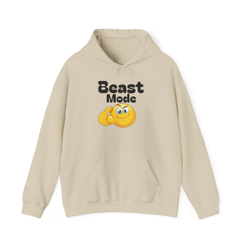 Beast Mode Emoji Hoodie with QR Code Back — Funny Gym Motivation Sweatshirt