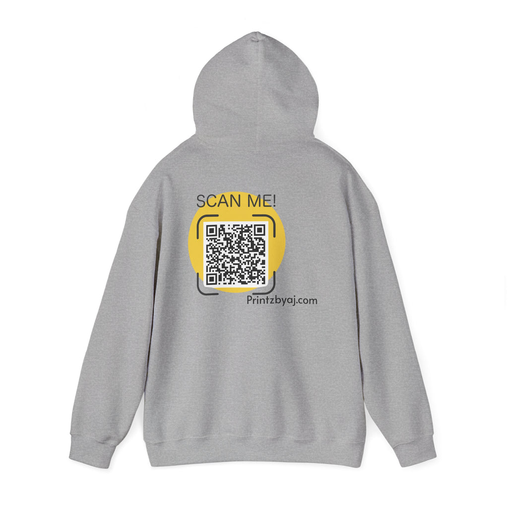 80's Mode Hoodie - Retro 1980s Script Pullover with Back QR Code