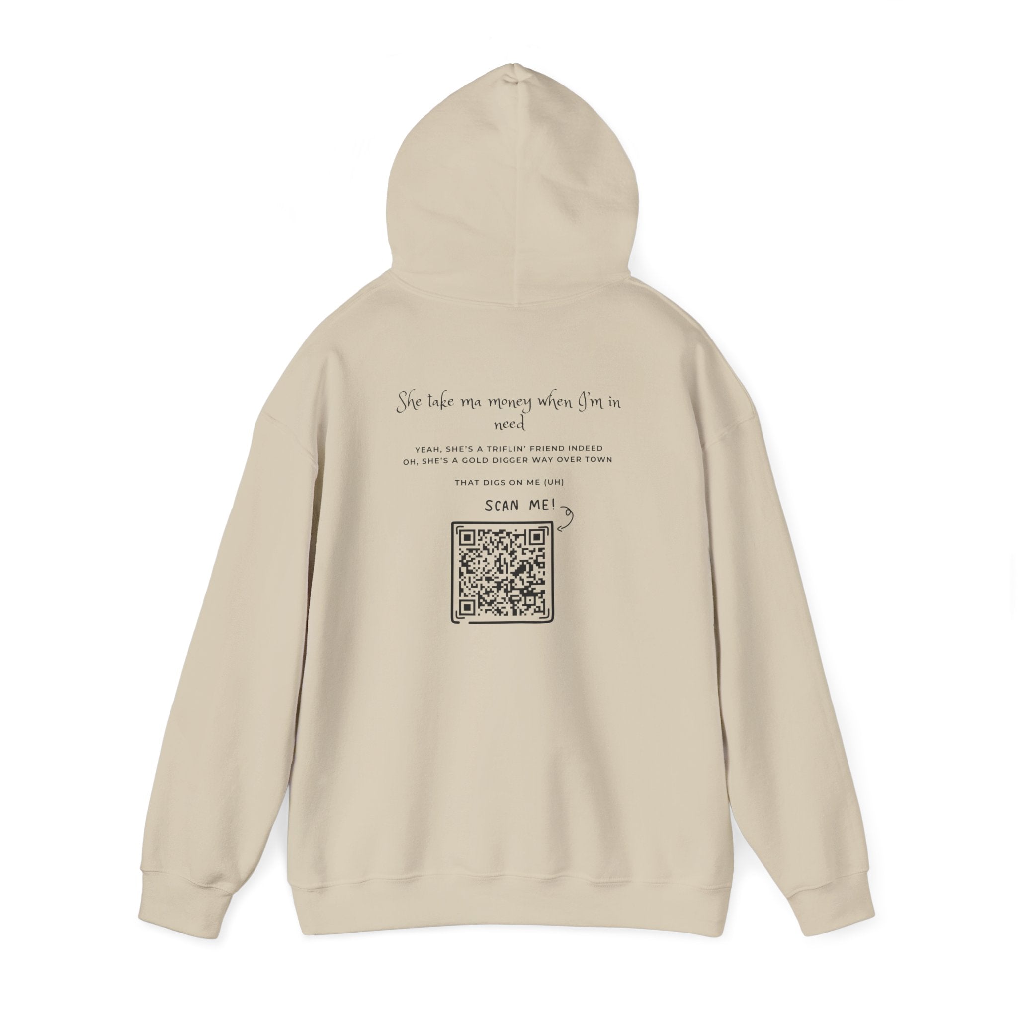 Graphic Hoodie — 3D Gold 'OWO' Design with QR Back Print