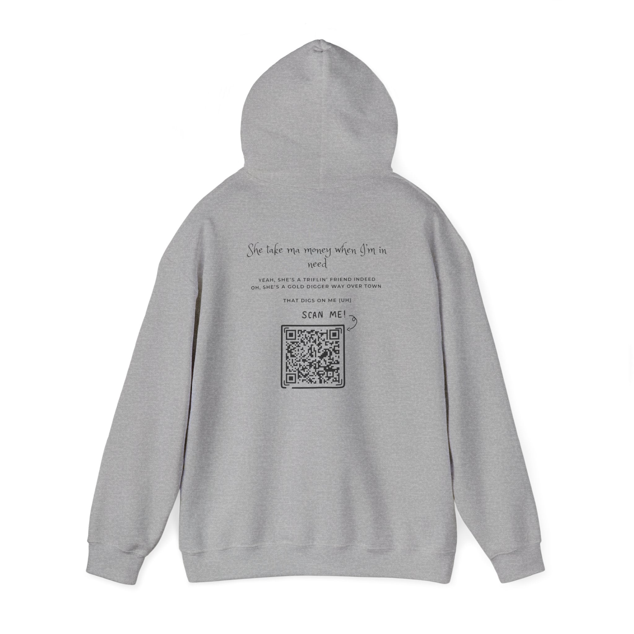 Graphic Hoodie — 3D Gold 'OWO' Design with QR Back Print