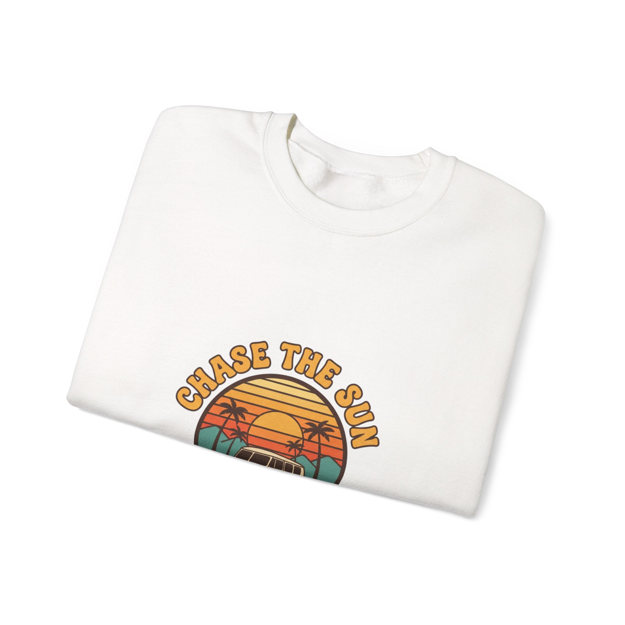 Chase the Sun California Road Trip Sweatshirt | 70s Sunset Vintage Palm Graphic
