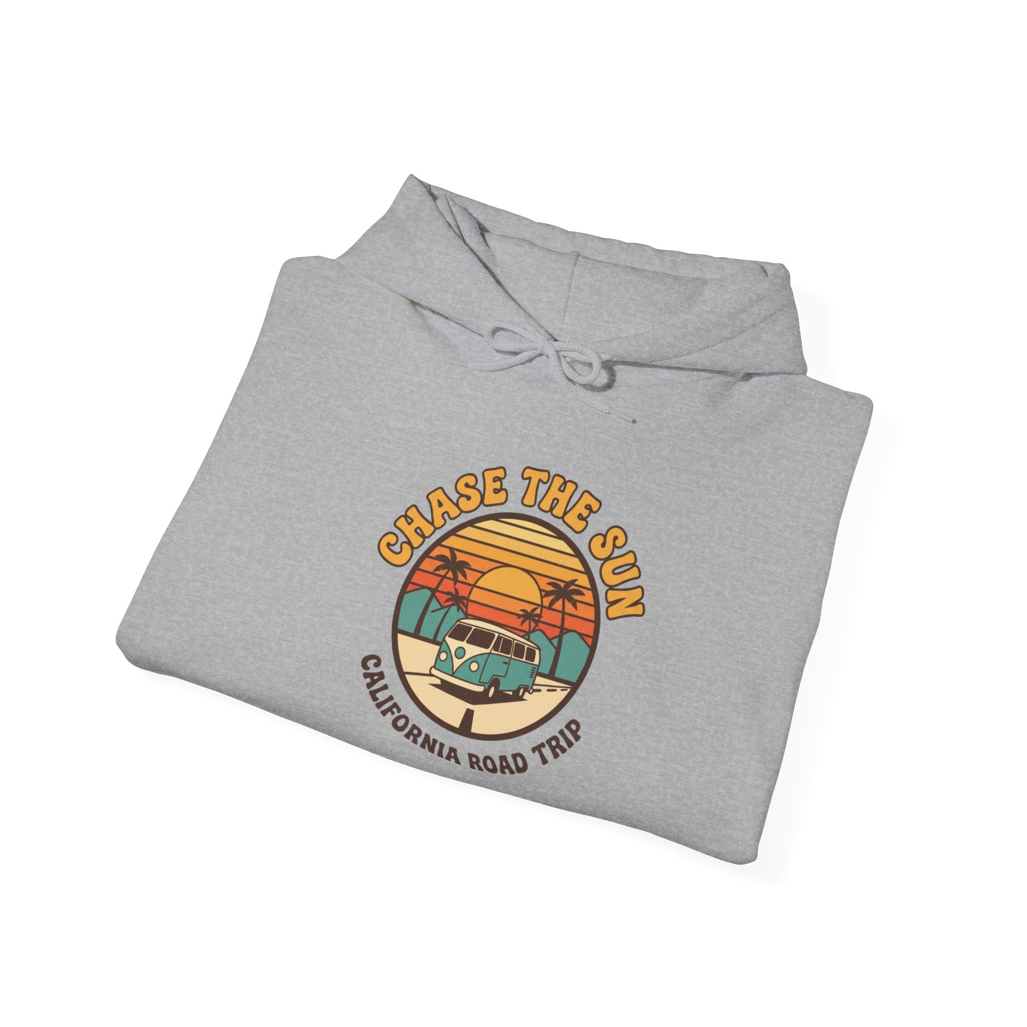 Retro 70s Sunset Surf Hoodie | vintage palm golden hour postcard