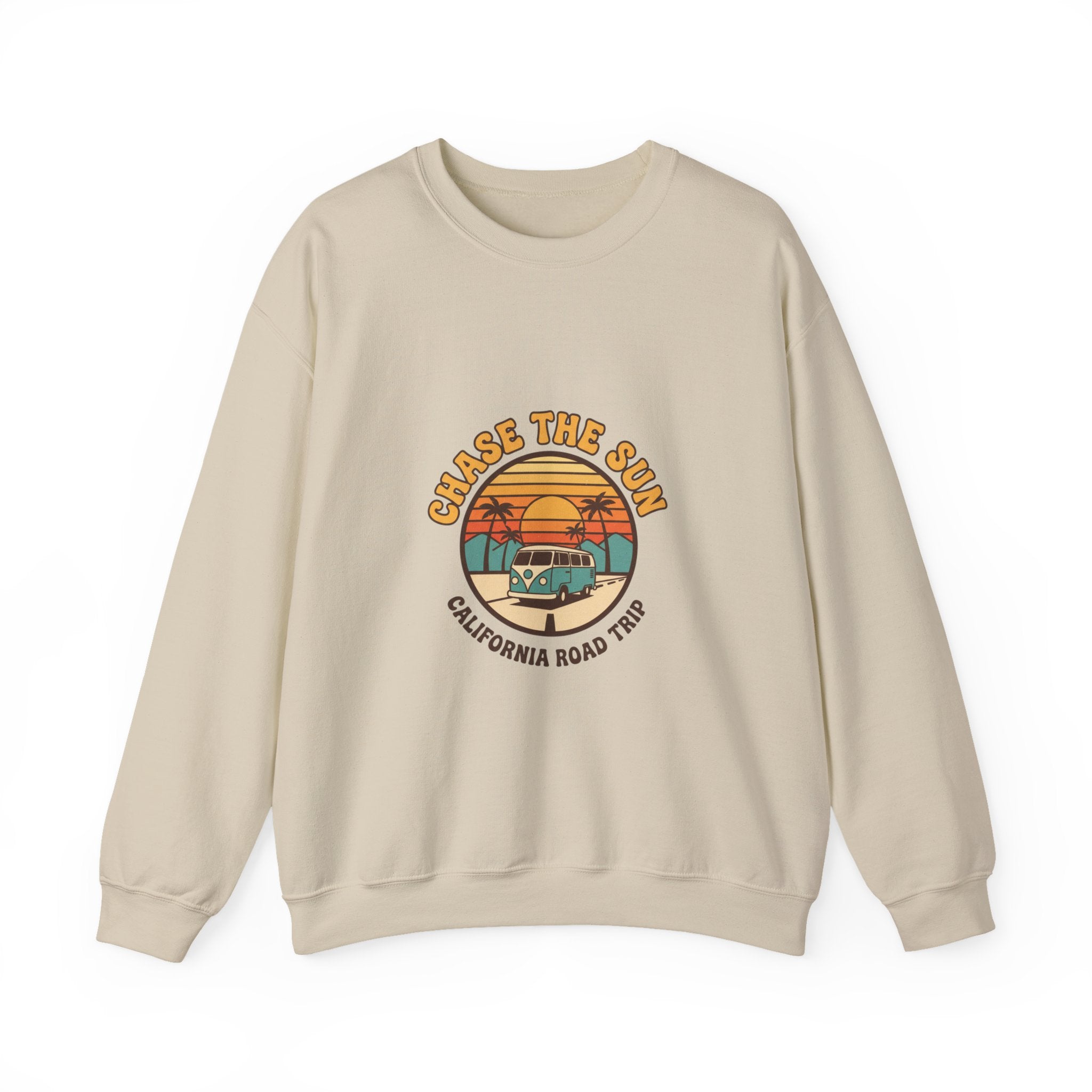 Chase the Sun California Road Trip Sweatshirt | 70s Sunset Vintage Palm Graphic