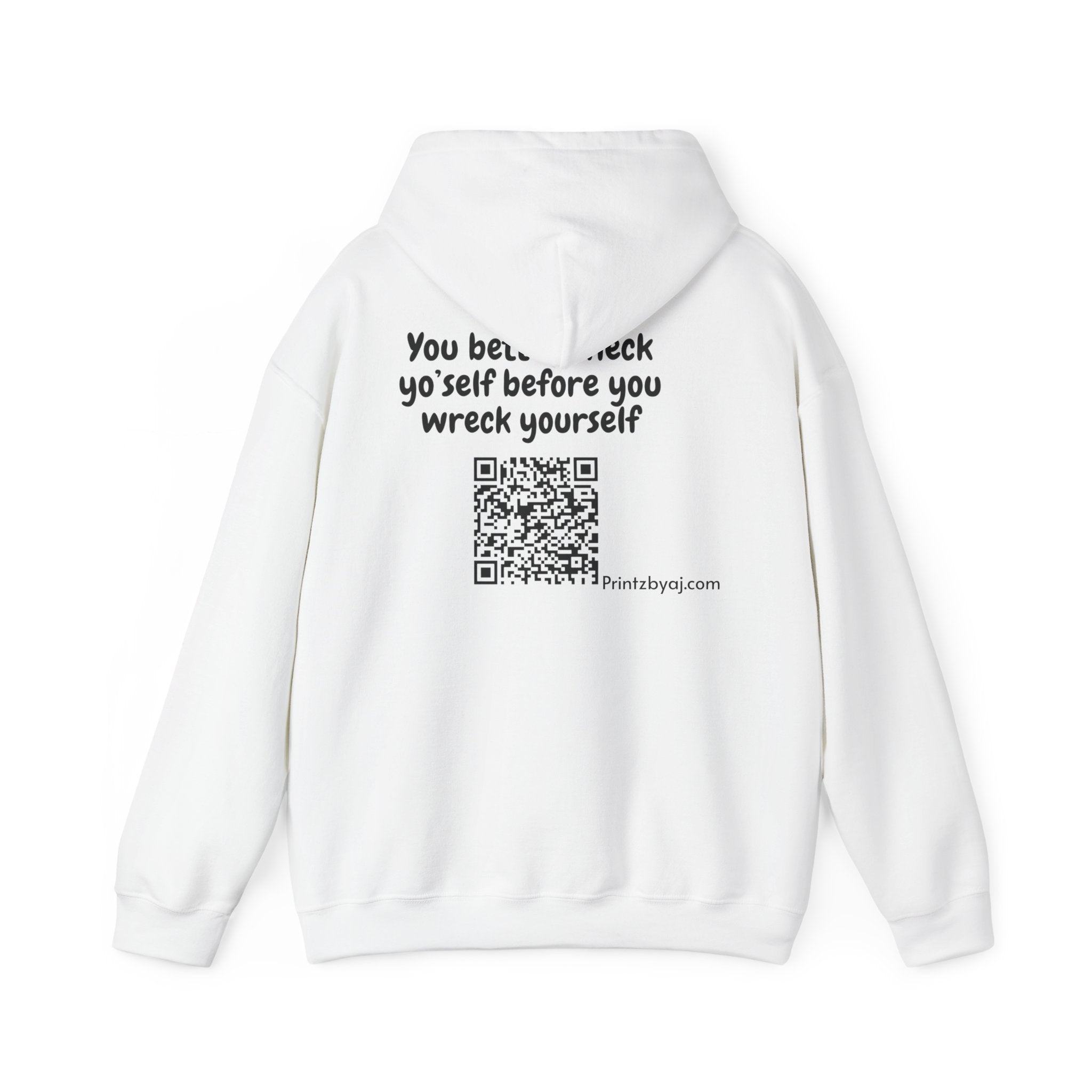 Hoodie — "Check yo' self" Emoji Pullover with QR Code Back