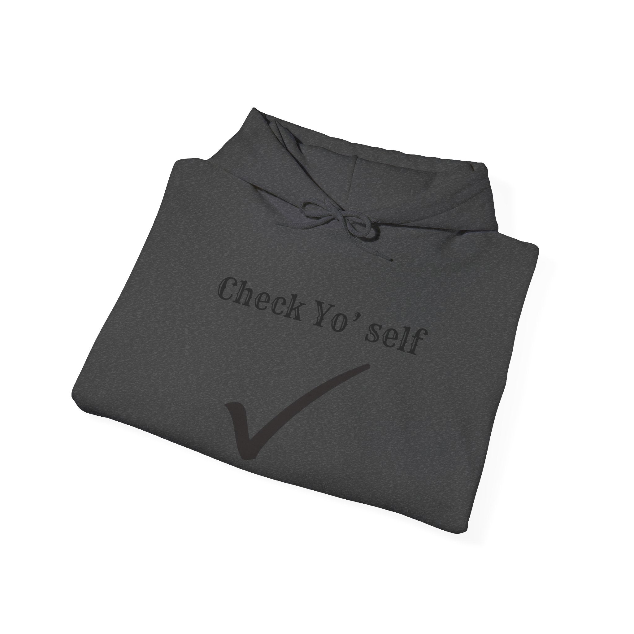 Hoodie — "Check yo' self" Emoji Pullover with QR Code Back