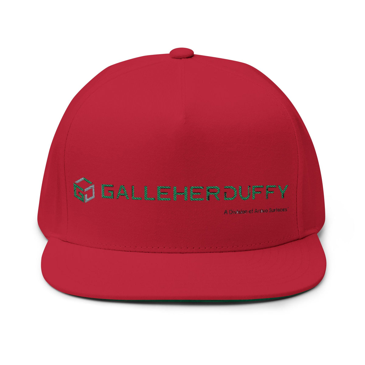 Embroidered Flat Bill Cap — GalleherDuffy Logo Snapback