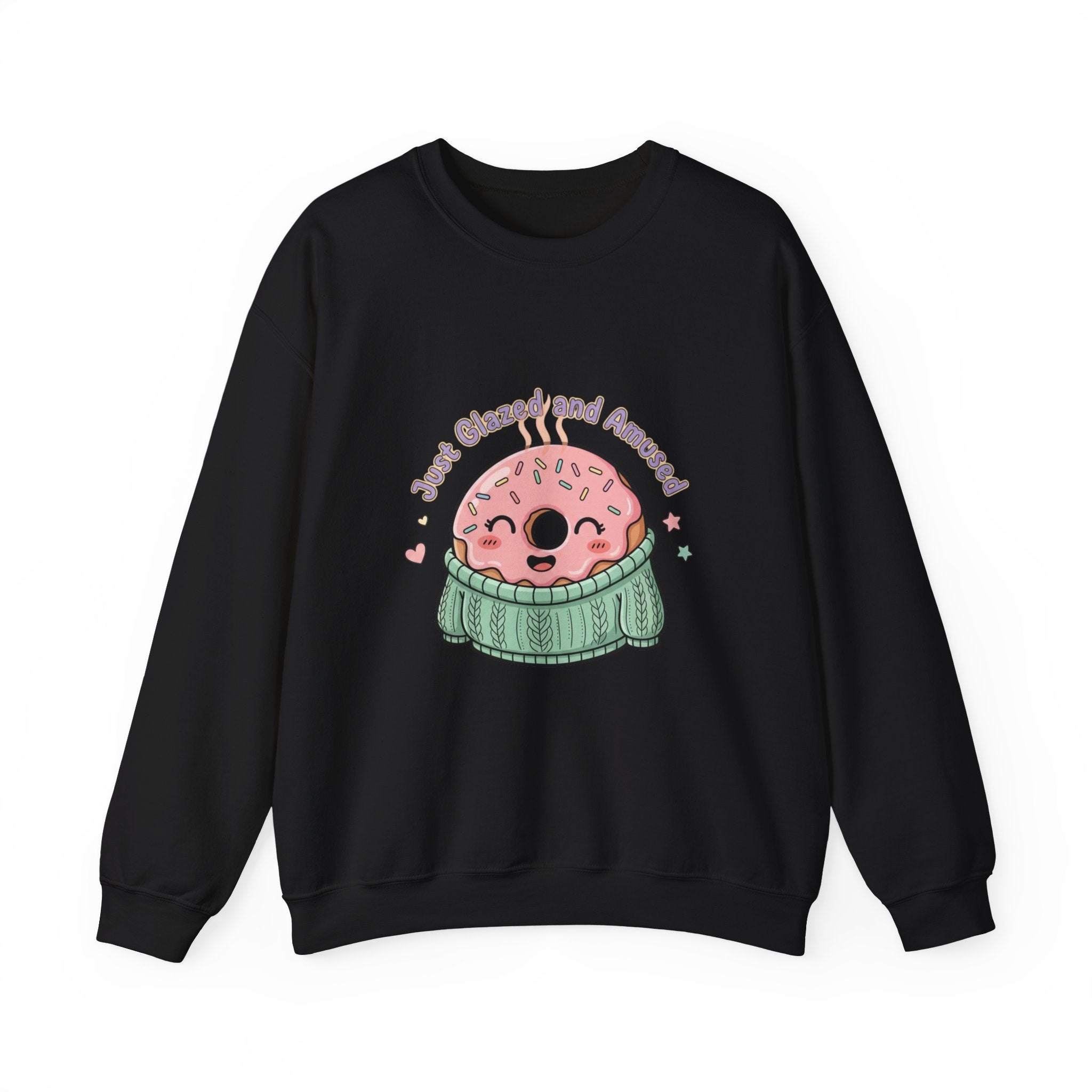 Cozy Donut Illustration Sweatshirt | Food Pun Comfort, Pastel Snack Humor