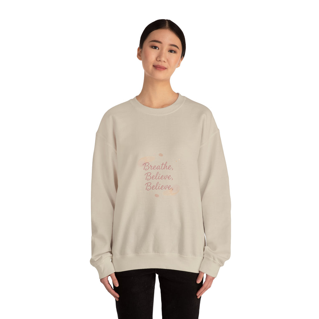 breathe believe, micro-affirmation sweatshirt | encouragement quote art