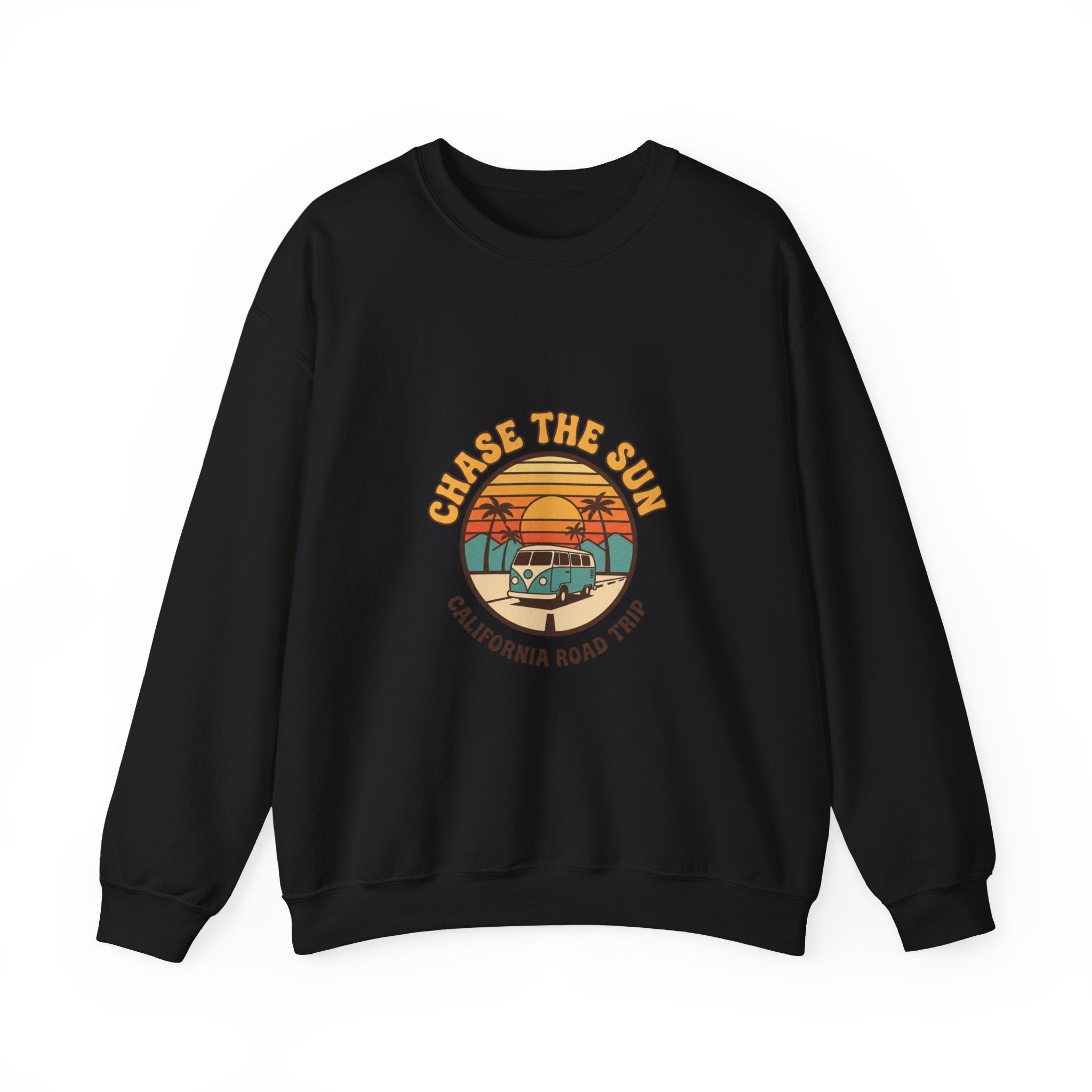 Chase the Sun California Road Trip Sweatshirt | 70s Sunset Vintage Palm Graphic