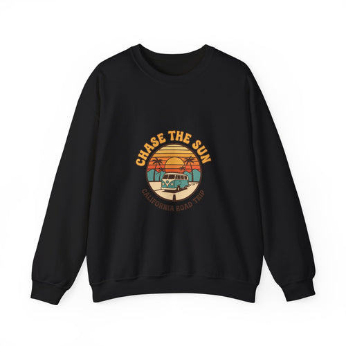 Chase the Sun California Road Trip Sweatshirt | 70s Sunset Vintage Palm Graphic