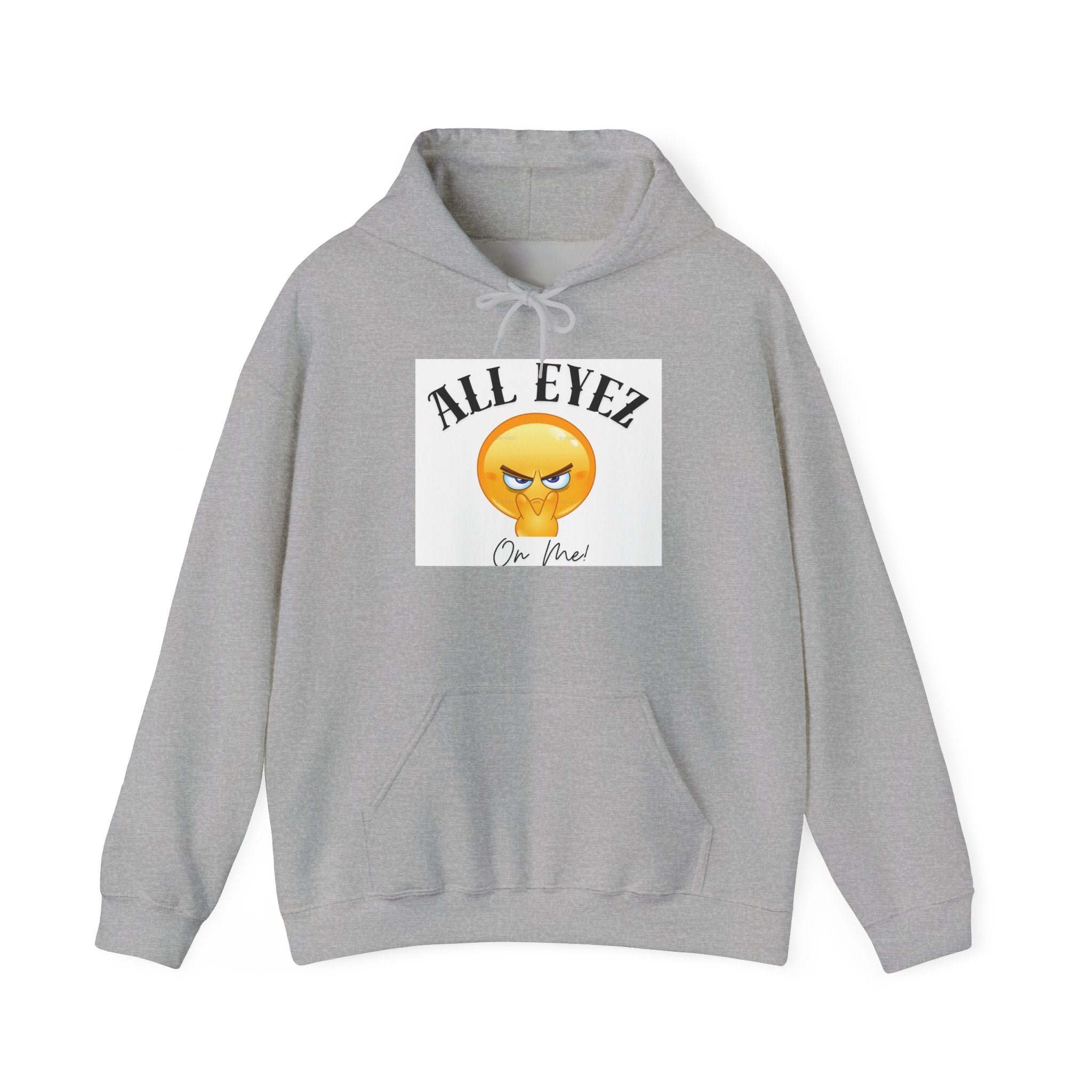 Hoodie — "All Eyez On Me" Angry Emoji Pullover with QR Code Back