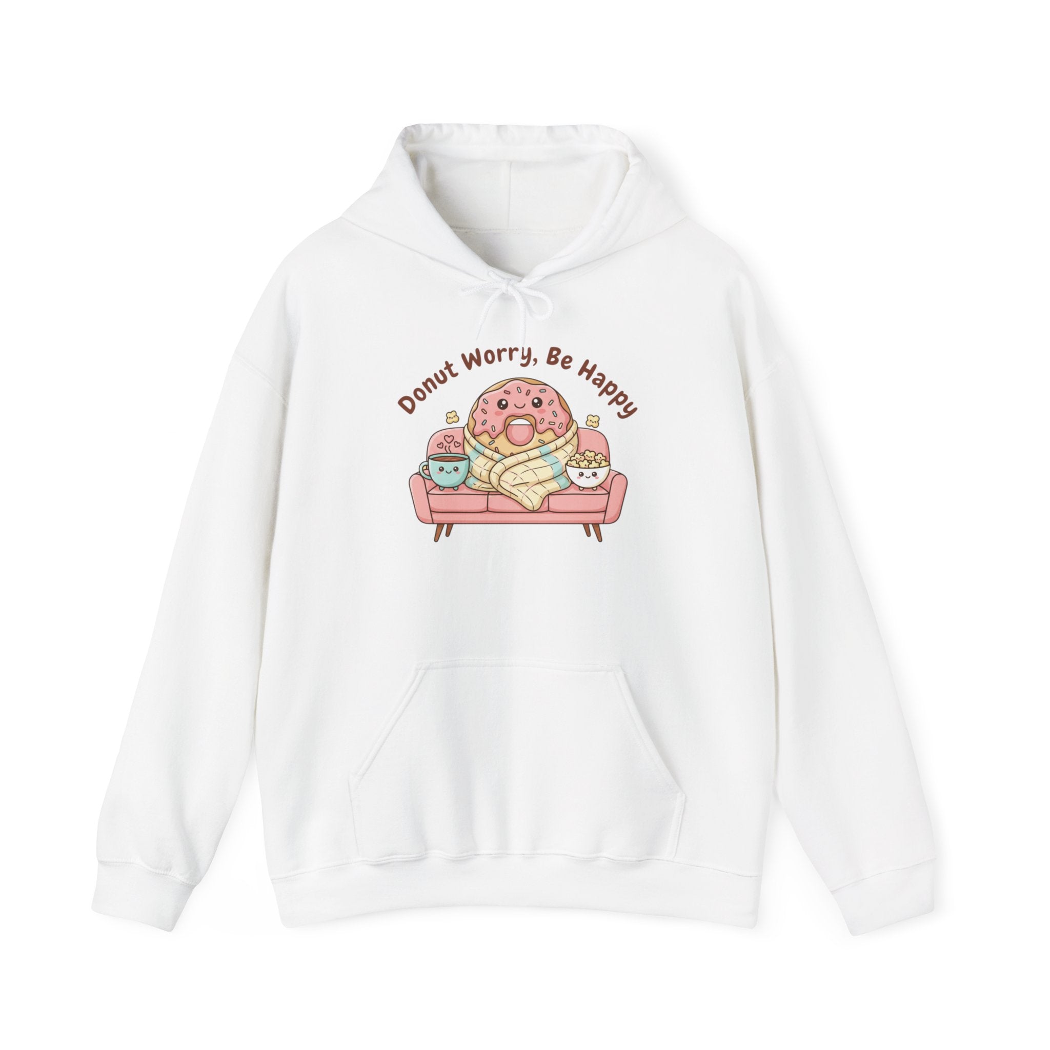 Donut Worry Be Happy Hoodie | food pun sweatshirt, snack cartoon