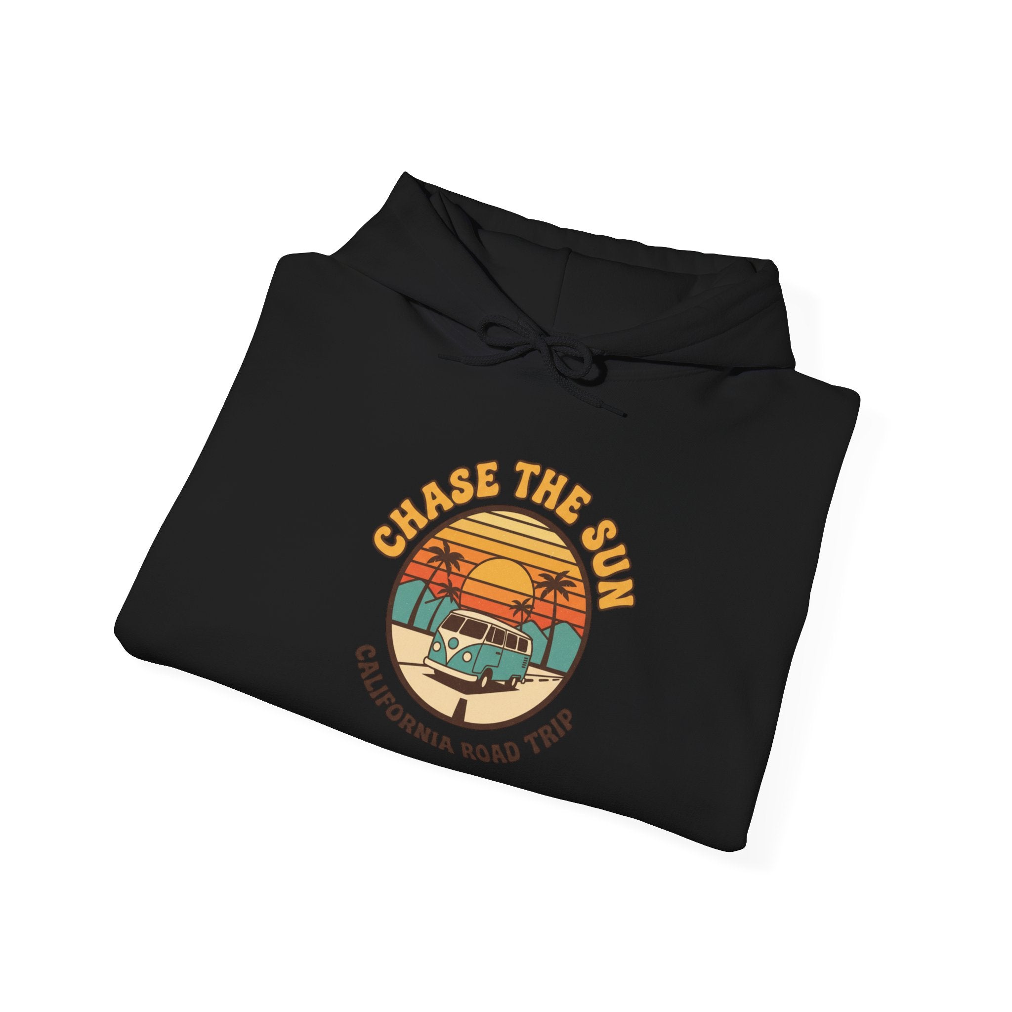 Retro 70s Sunset Surf Hoodie | vintage palm golden hour postcard