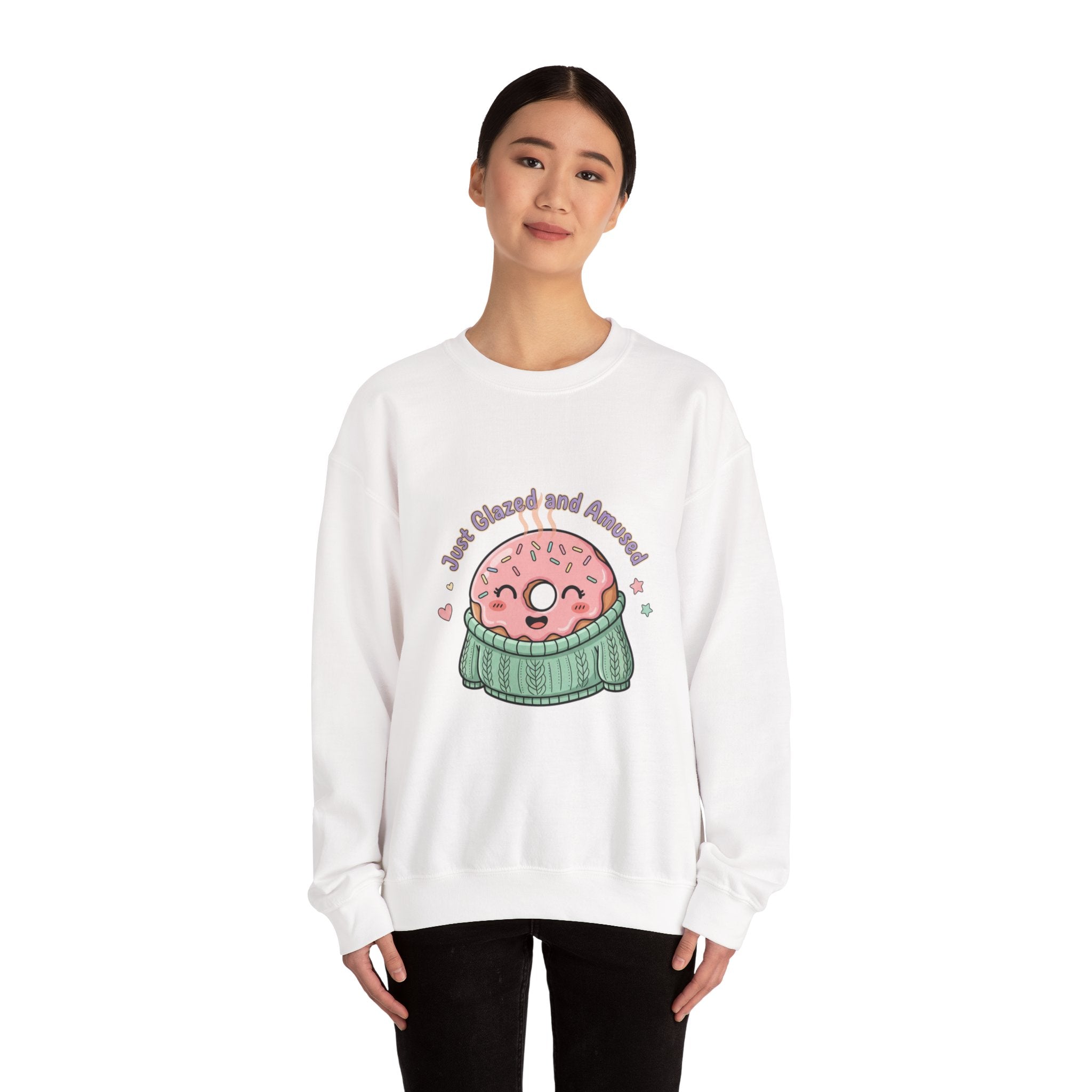 Cozy Donut Illustration Sweatshirt | Food Pun Comfort, Pastel Snack Humor