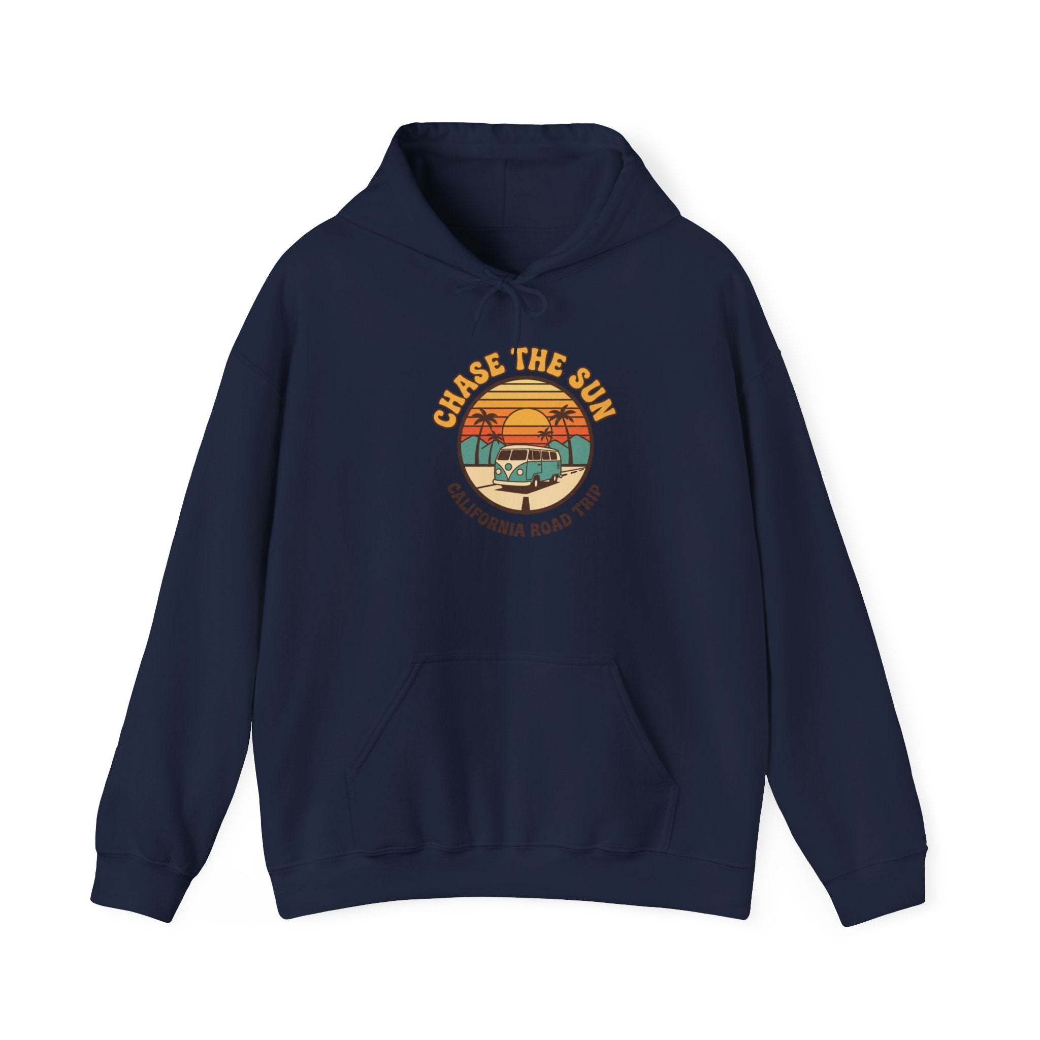 Retro 70s Sunset Surf Hoodie | vintage palm golden hour postcard