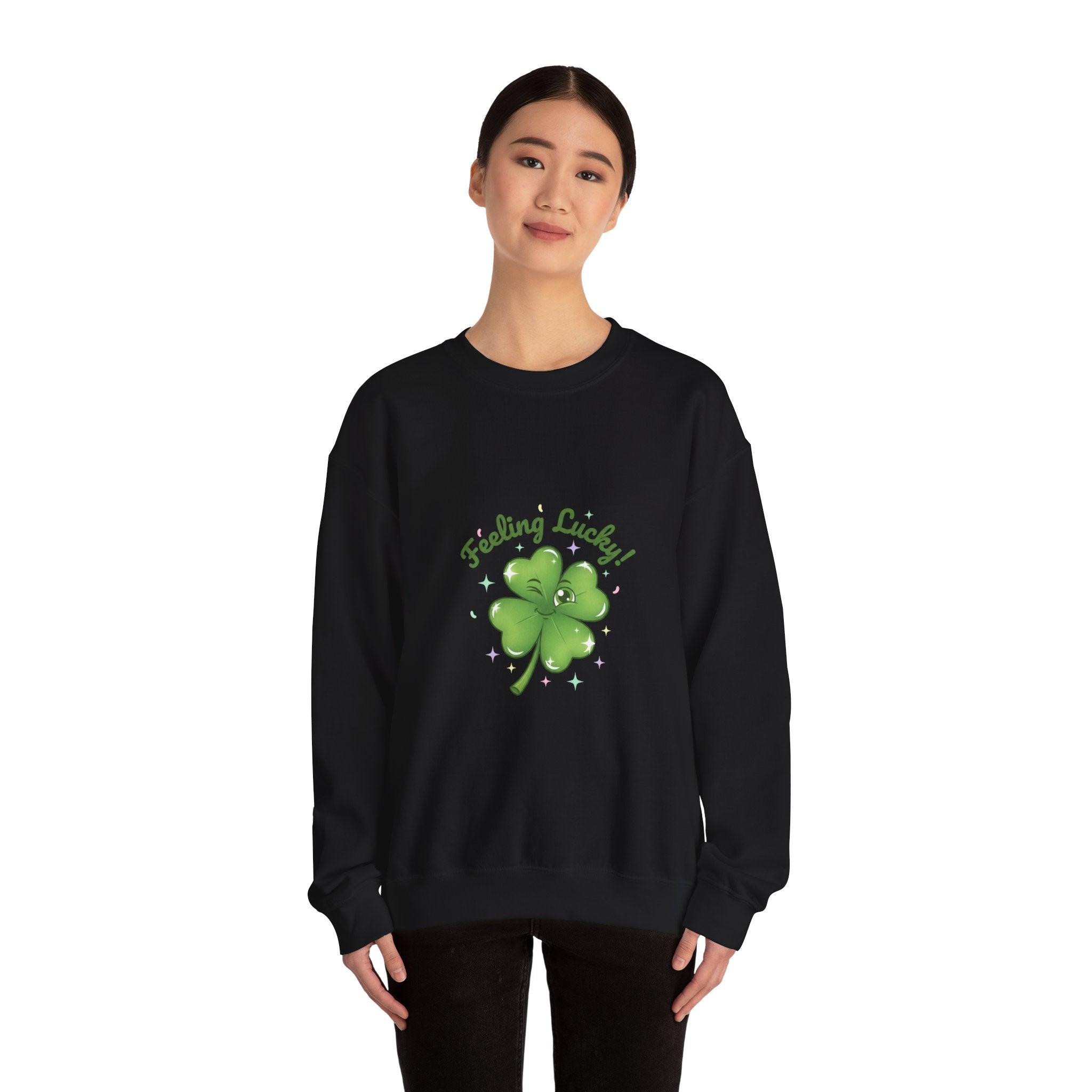 Feeling Lucky Clover Crewneck Sweatshirt | luck energy shirt, green luck design