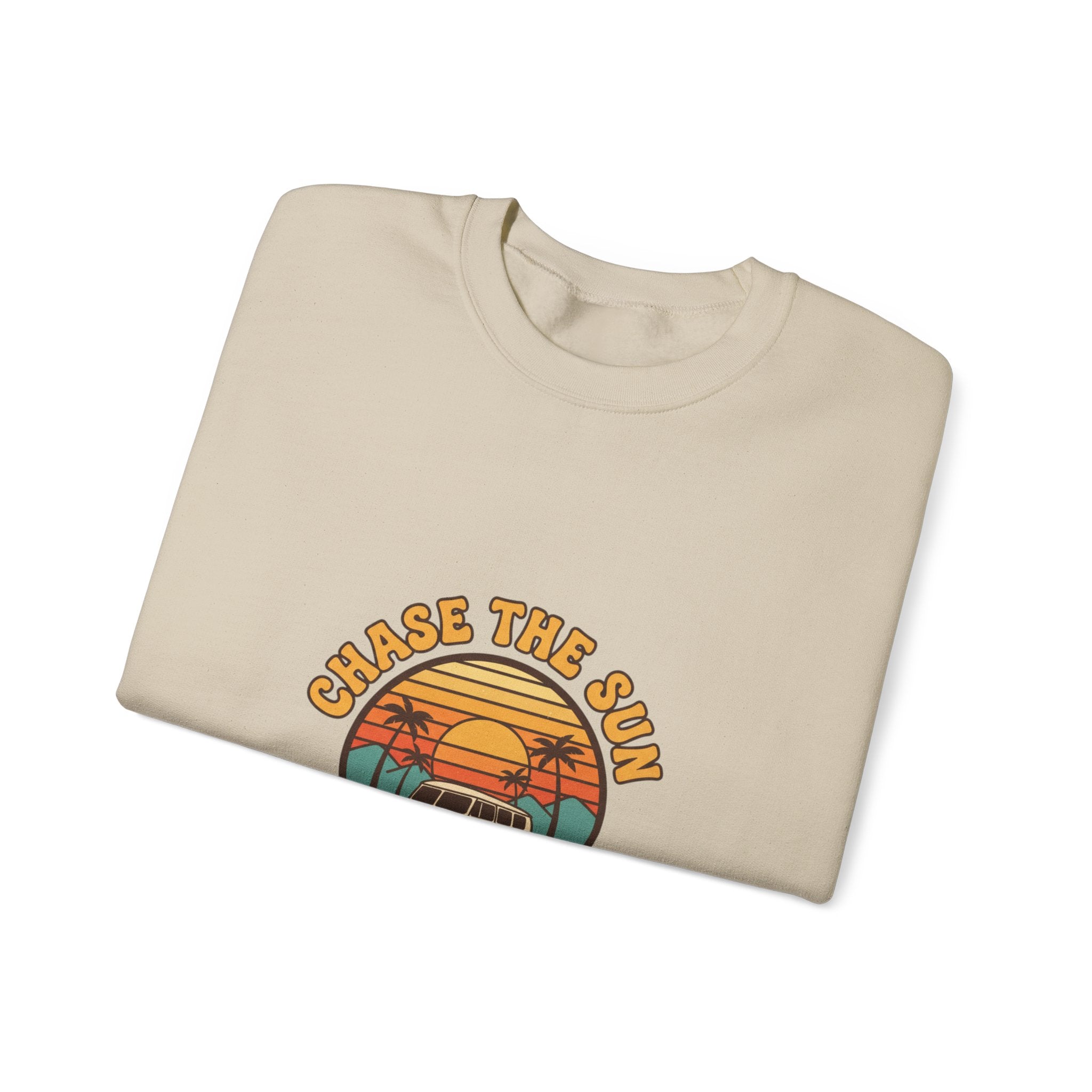 Chase the Sun California Road Trip Sweatshirt | 70s Sunset Vintage Palm Graphic