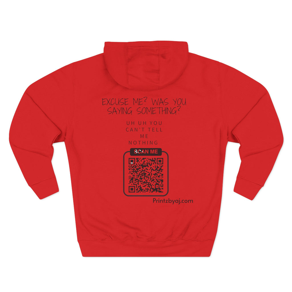 Hoodie — "Excuse Me?" QR Code Graphic Fleece Hoodie