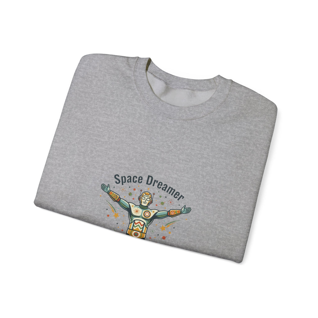 Space Dreamer retro rocket graphic Crewneck | mid-century space art, starburst pattern