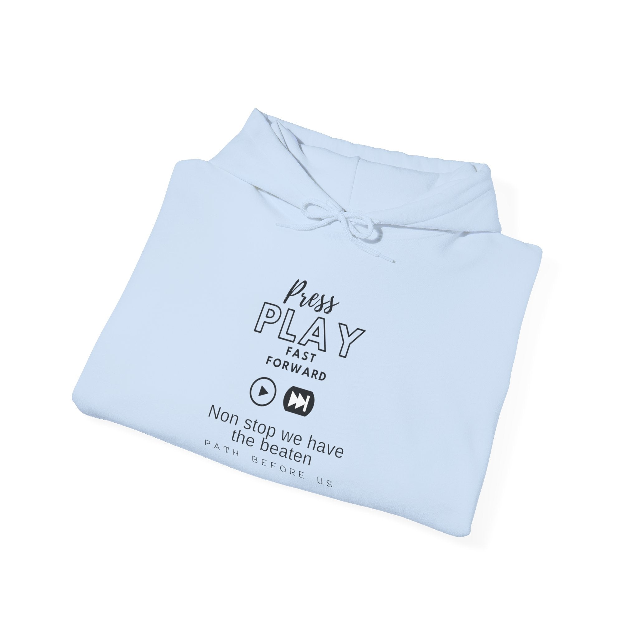 Hoodie — "Press Play fast forward "Emoji Pullover with QR Code Back