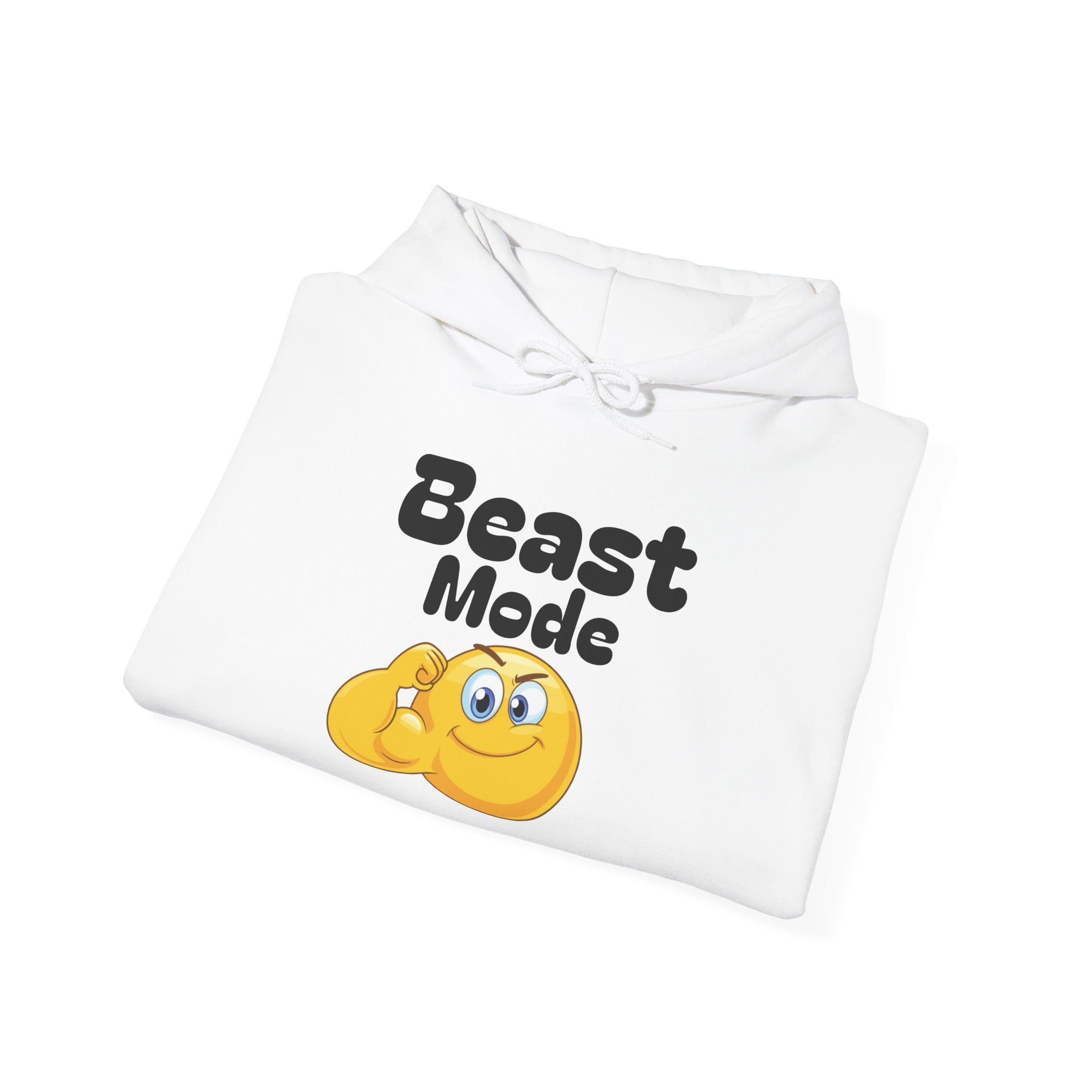 Beast Mode Emoji Hoodie with QR Code Back — Funny Gym Motivation Sweatshirt