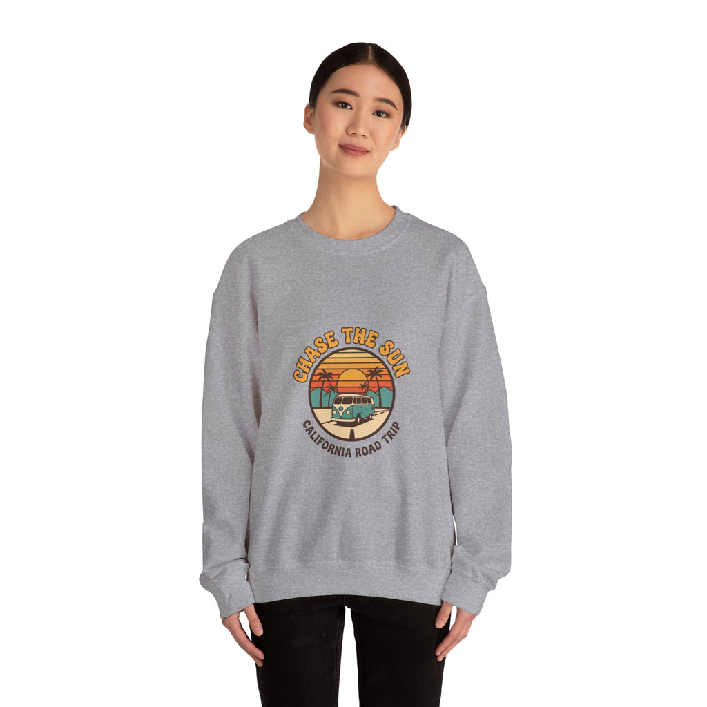 Chase the Sun California Road Trip Sweatshirt | 70s Sunset Vintage Palm Graphic